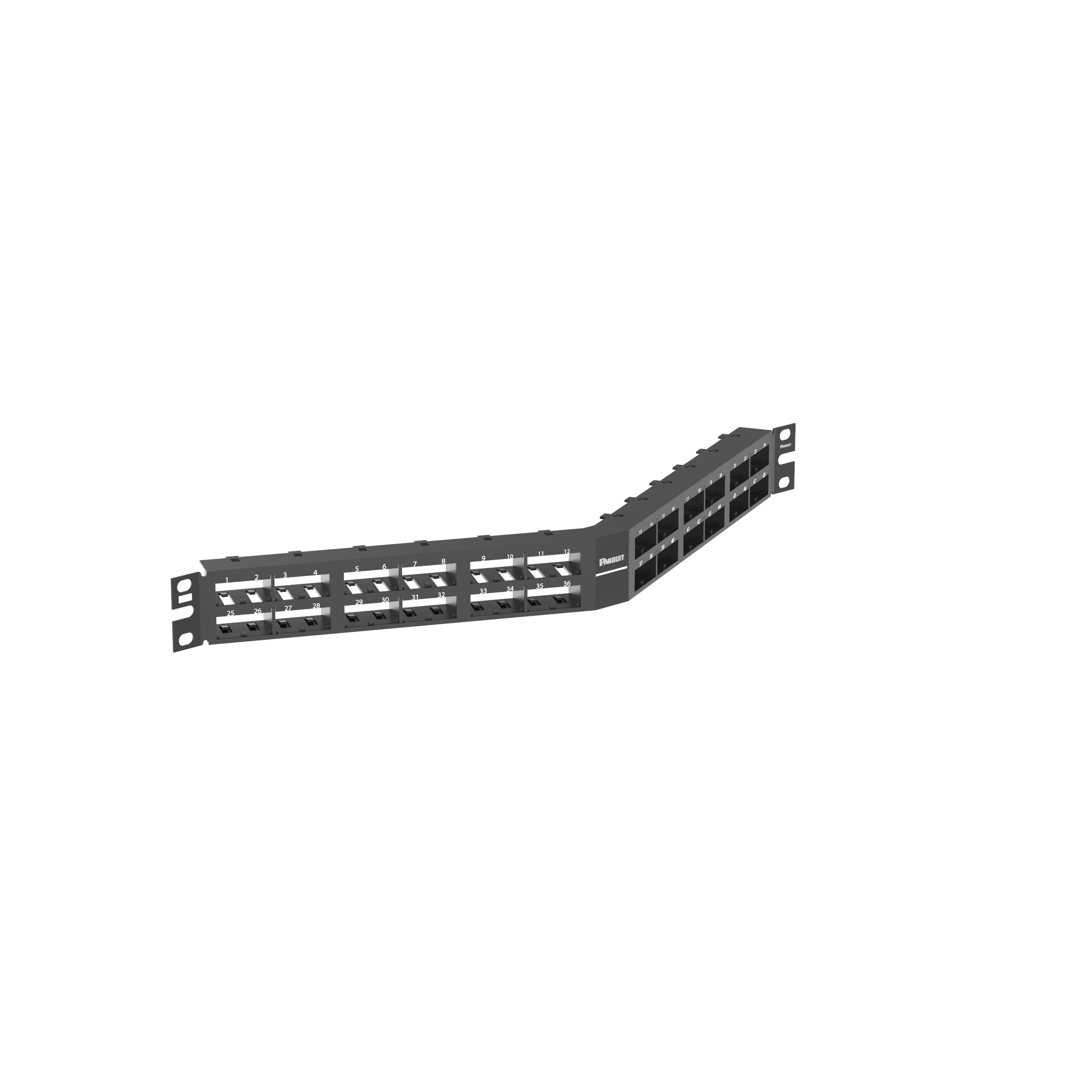 Mini-Com® Dik Açılı Yama Paneli, 48 port, 1 RU, BL
