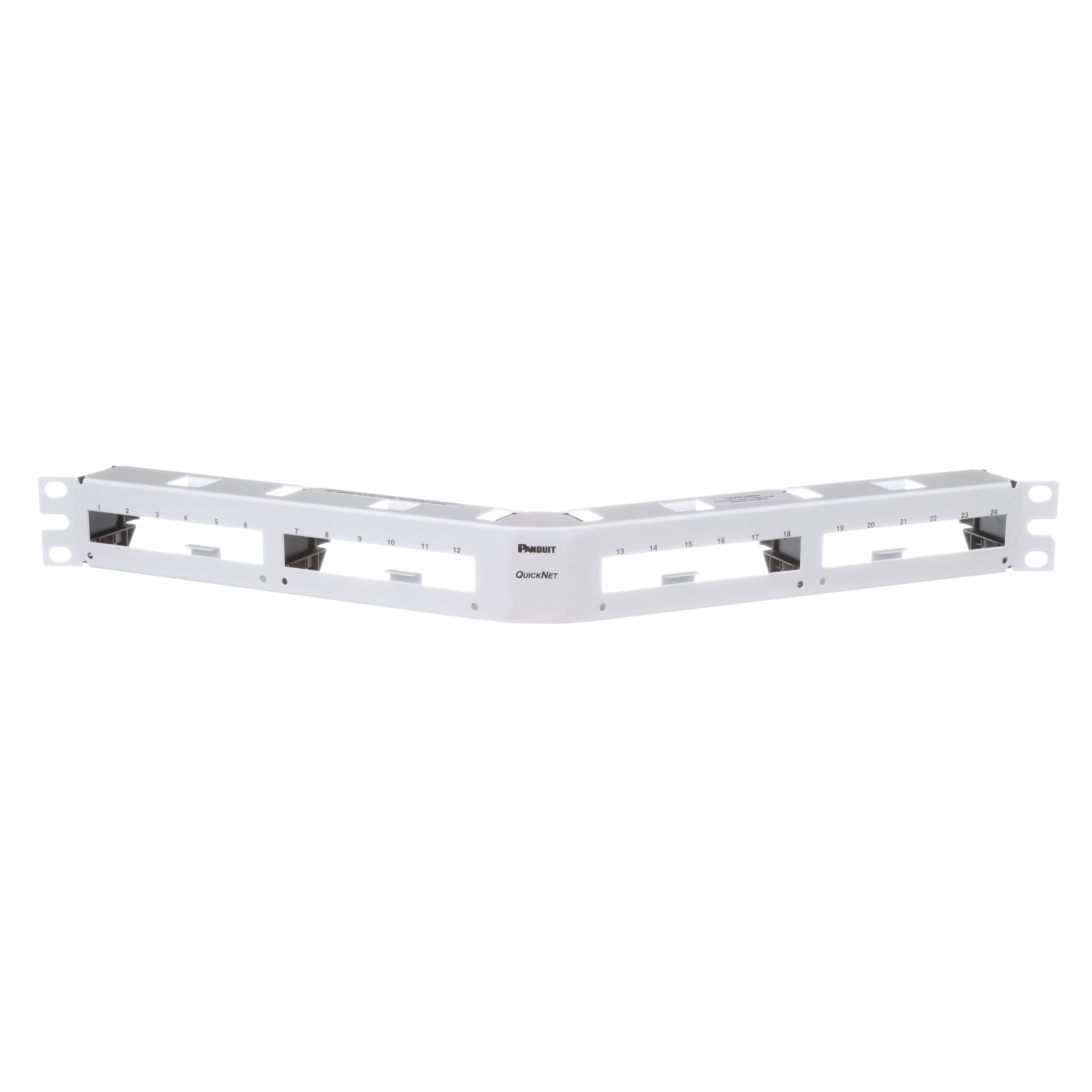 QuickNet™ Patch Panel, Dik Açılı, 24 Port, 1 RU, Beyaz