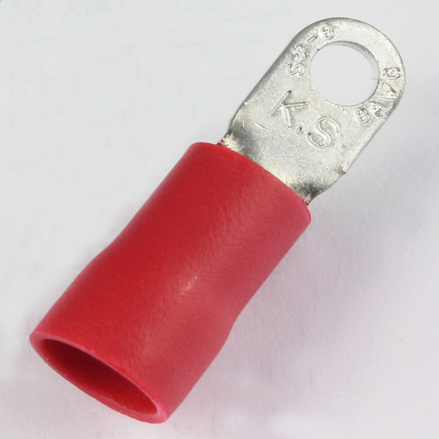 StrongHold™ Halkalı Terminal, vinil yalıtımlı, 8 AWG, #8 Somun Boyutu