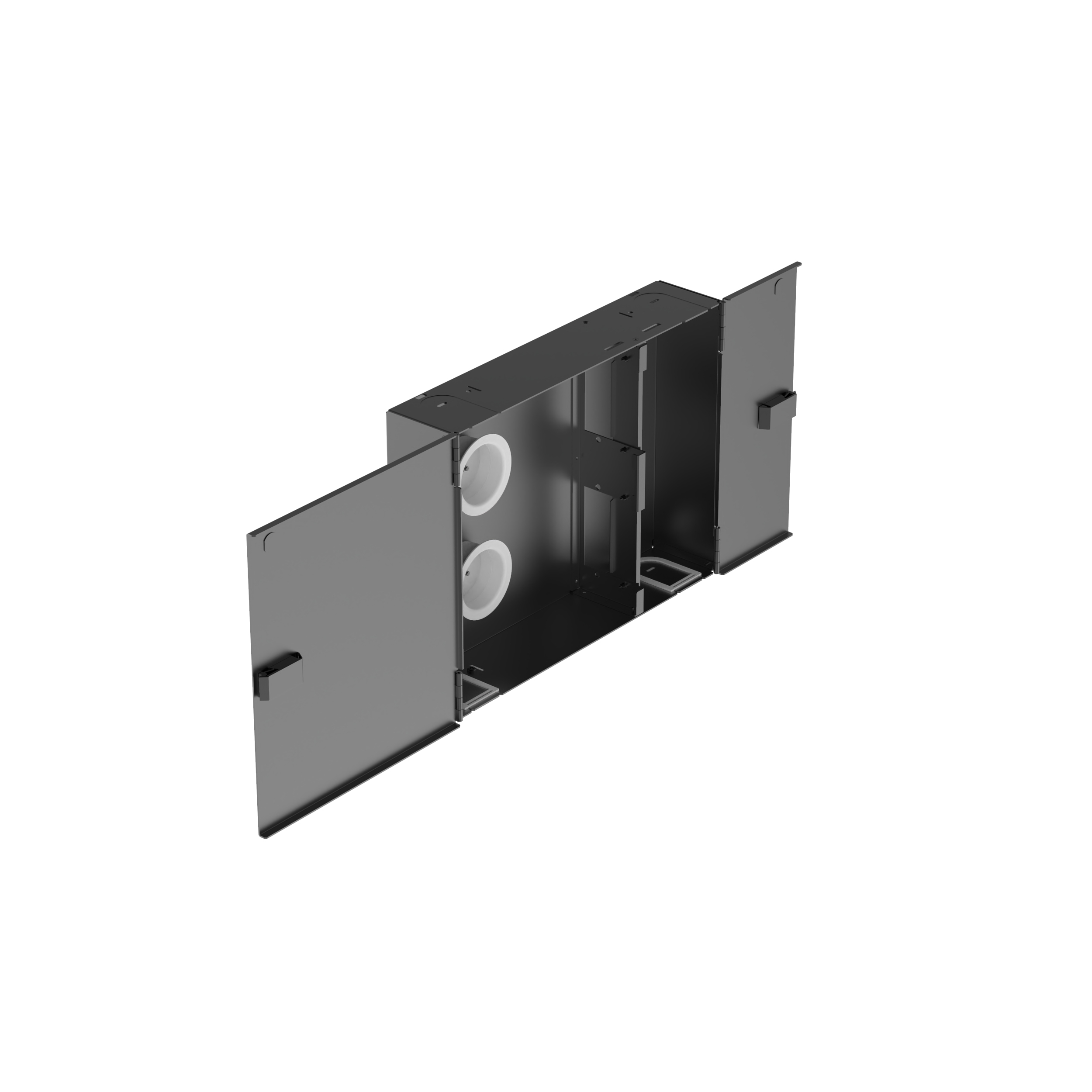 Opticom® Duvar Montajlı Fiber Kutu, Siyah, 4 FAP/Kaset Yuvası