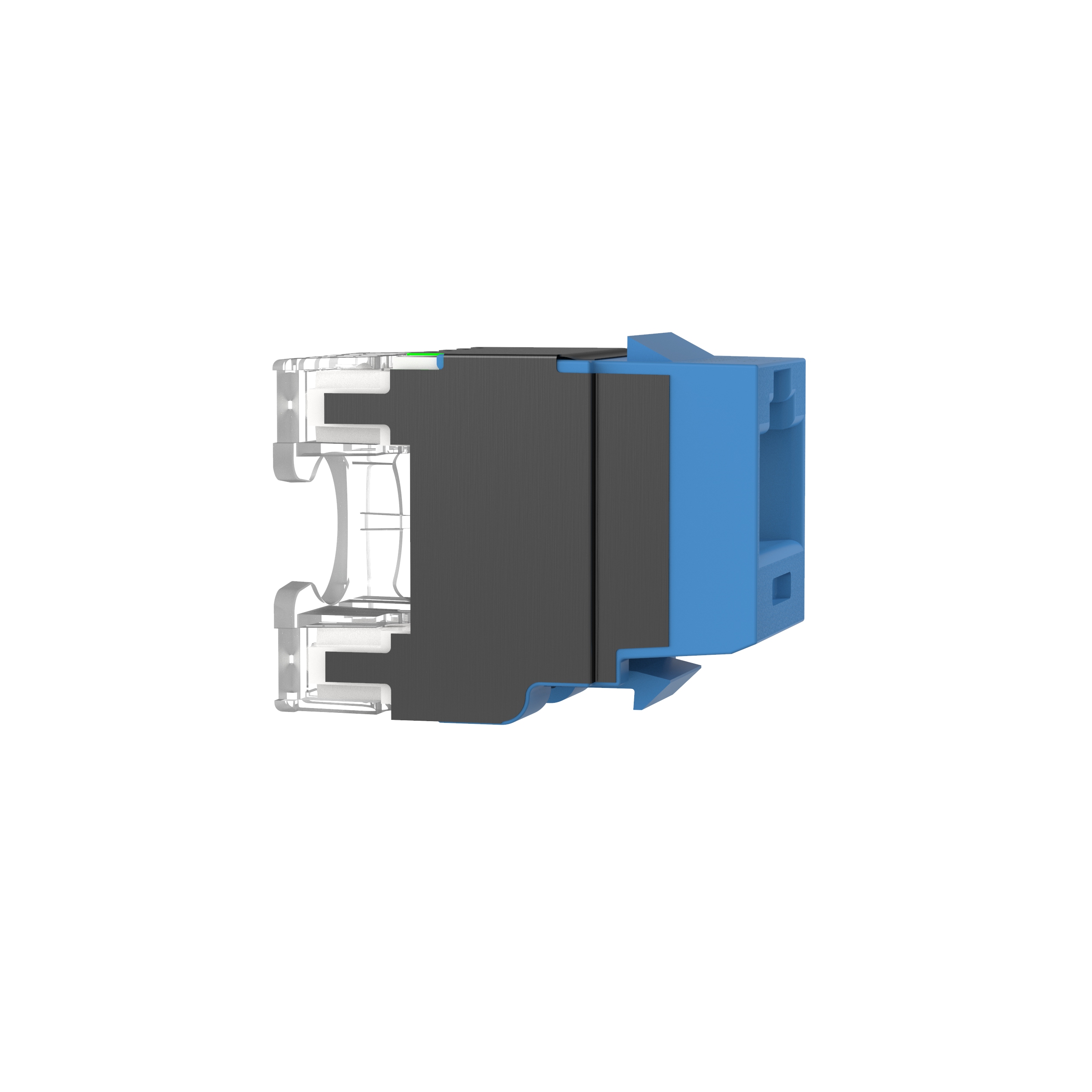 Bükümlü Çift RJ45 Cat 6A Keystone Çıkış Jak Modülü, BU