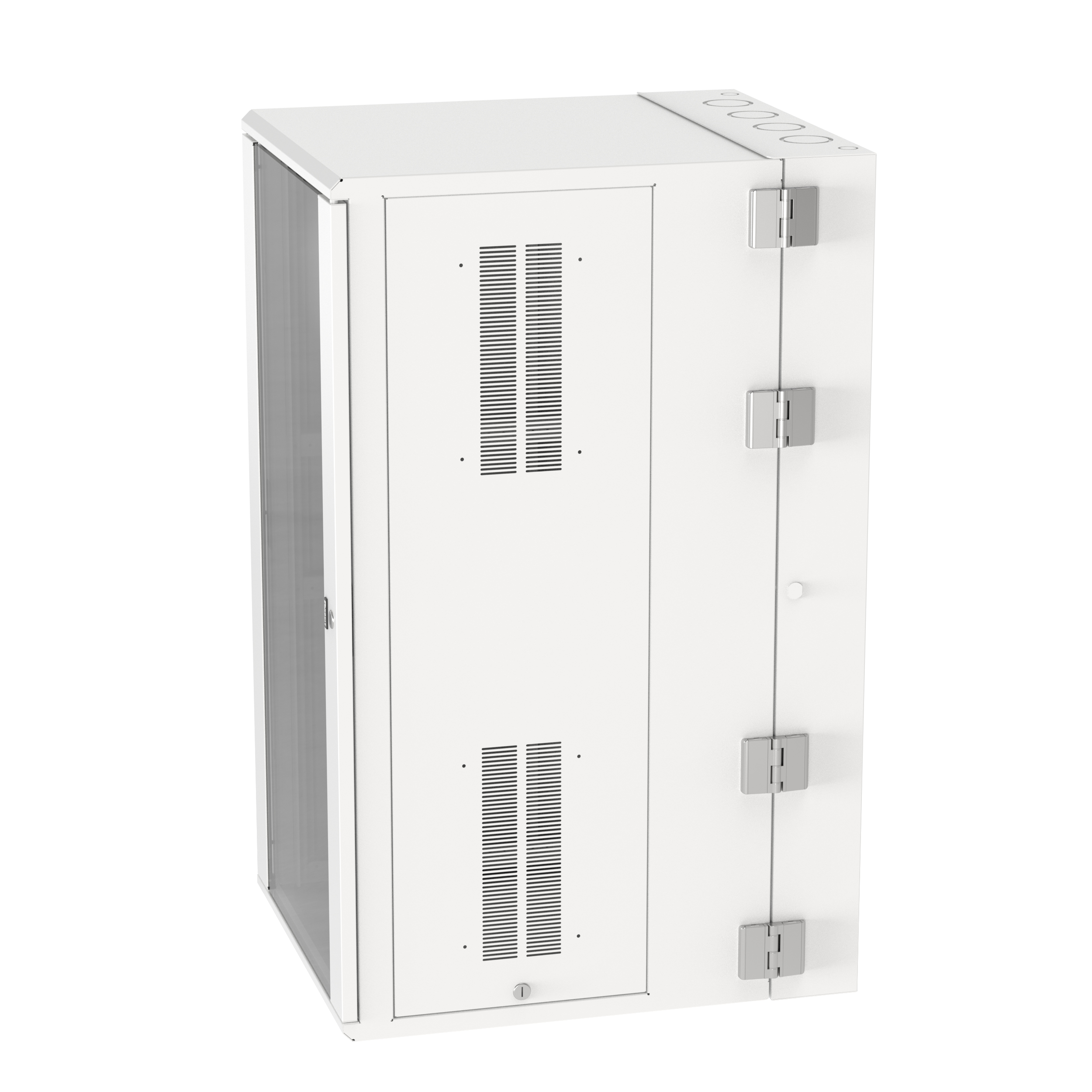 PanZone® Duvar Montajlı Kabin, 26RU, 30" Derinlik, Camlı Kapı, Beyaz