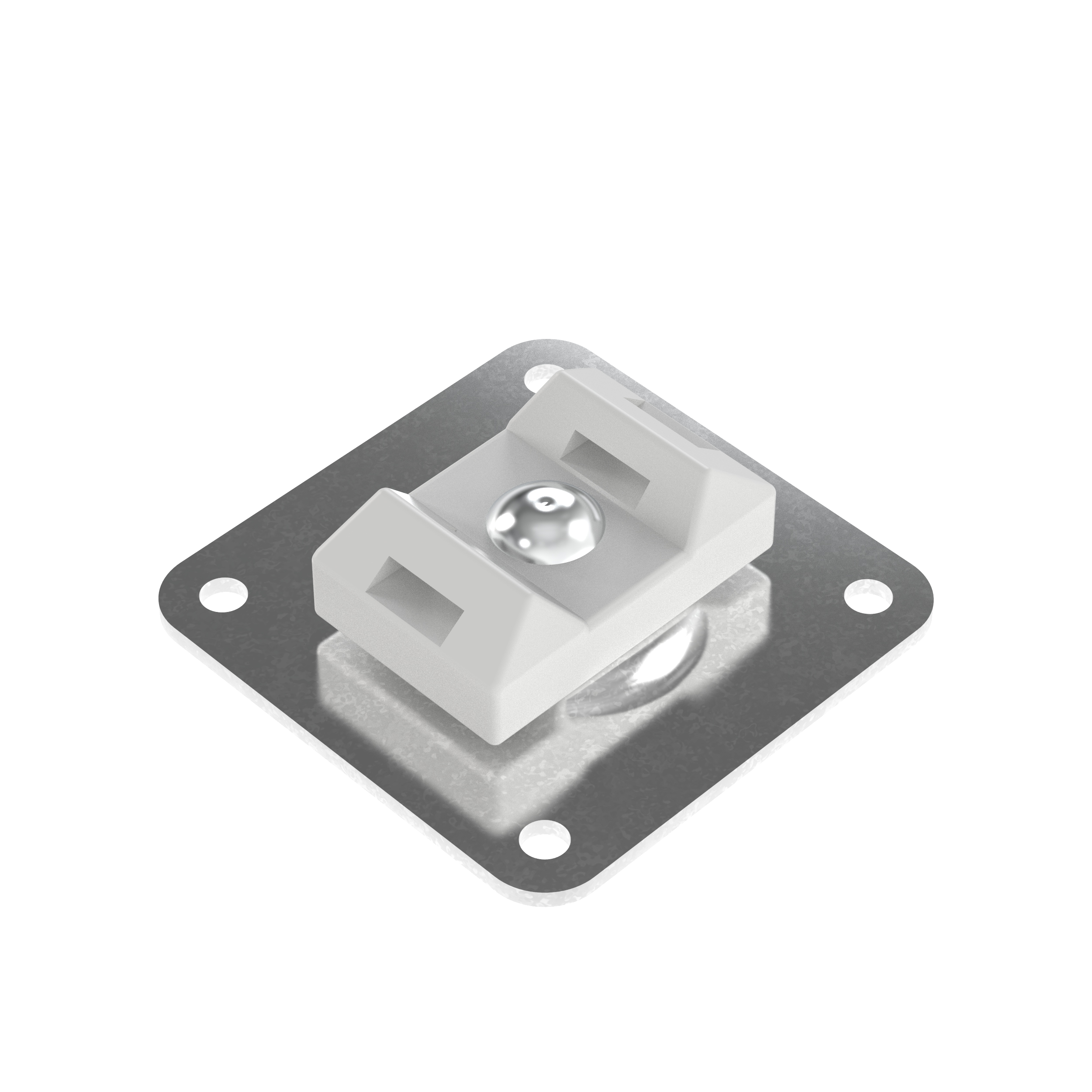 Cable Tie Mount, Natural, PA6.6, Two-Part Epoxy, 1.125x1.125", PK200