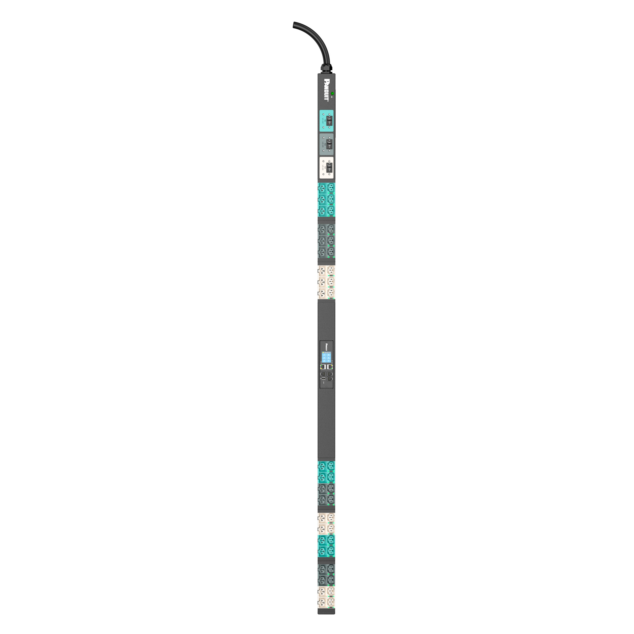 EL2P MSPO PDU, 32/30 AMP, (21)C13/C15, (21)C13/C15/C19/C21, IEC 60309 2P+E 6h 32A/30A (IP44), SİYAH