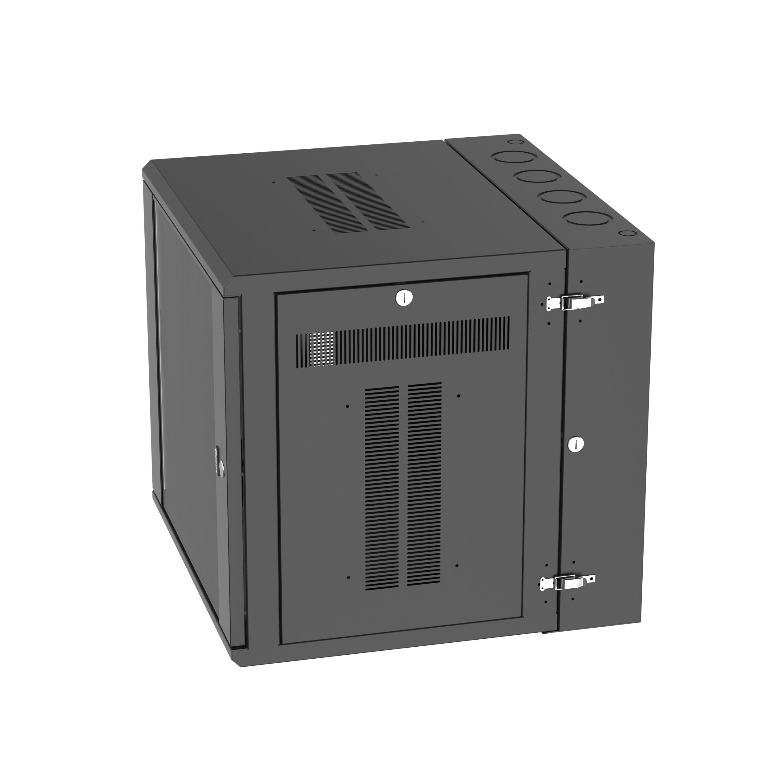PanZone® Duvar Montajlı Kabin, 12RU, 25" Derinlik, Camlı Kapı, Siyah