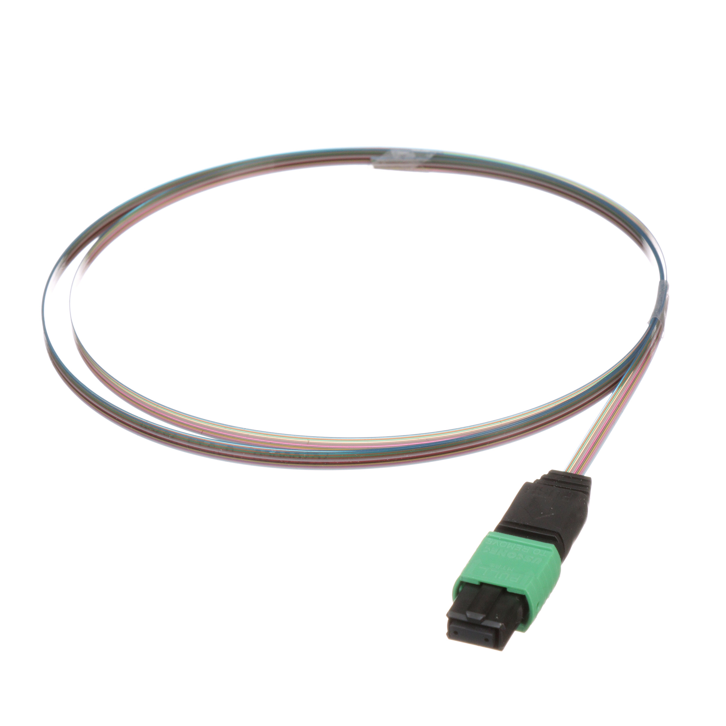 OS2, 12 Fiber Çıplak Şerit Pigtail Montajı, MPO Dişi - Pigtail, Standart Polarite, Standart Ekleme Kaybı - 1 metre