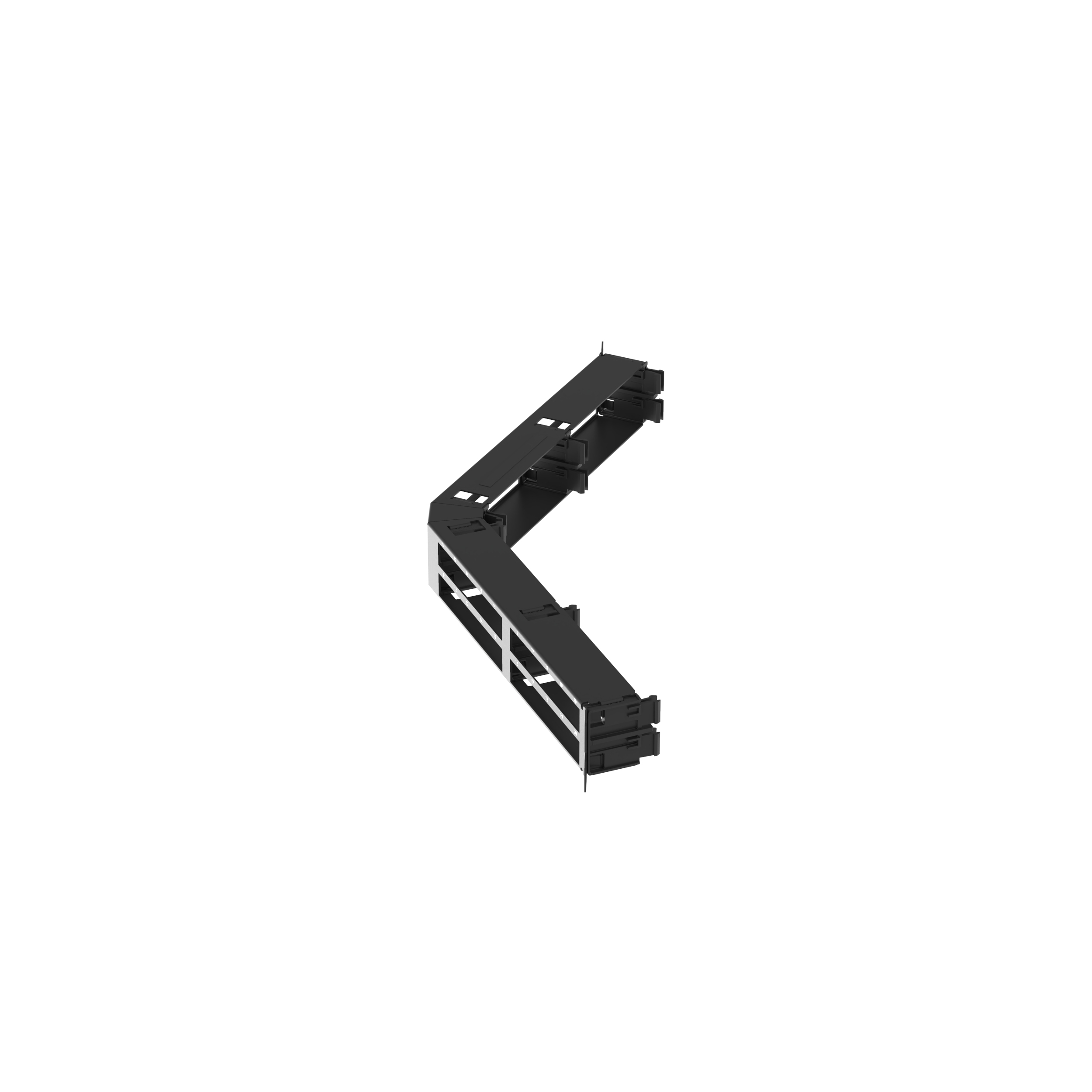 QuickNet™ Dik Açılı Tam Metal Patch Panel, 48 Port, 1 RU, Siyah