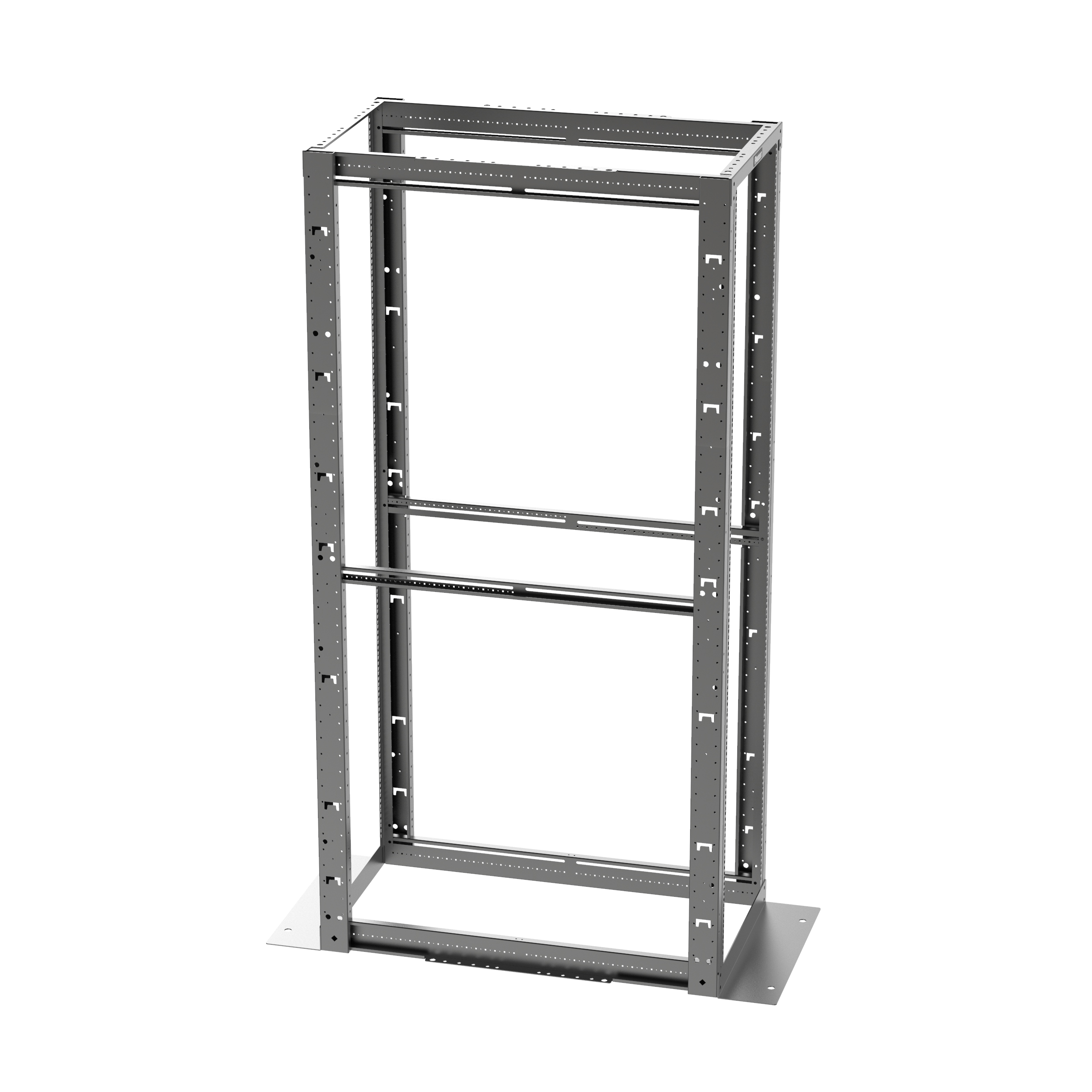 4 Post Rack, 45RU, 41.5 in. Derin, Kafes Somun E-Rayları, Siyah