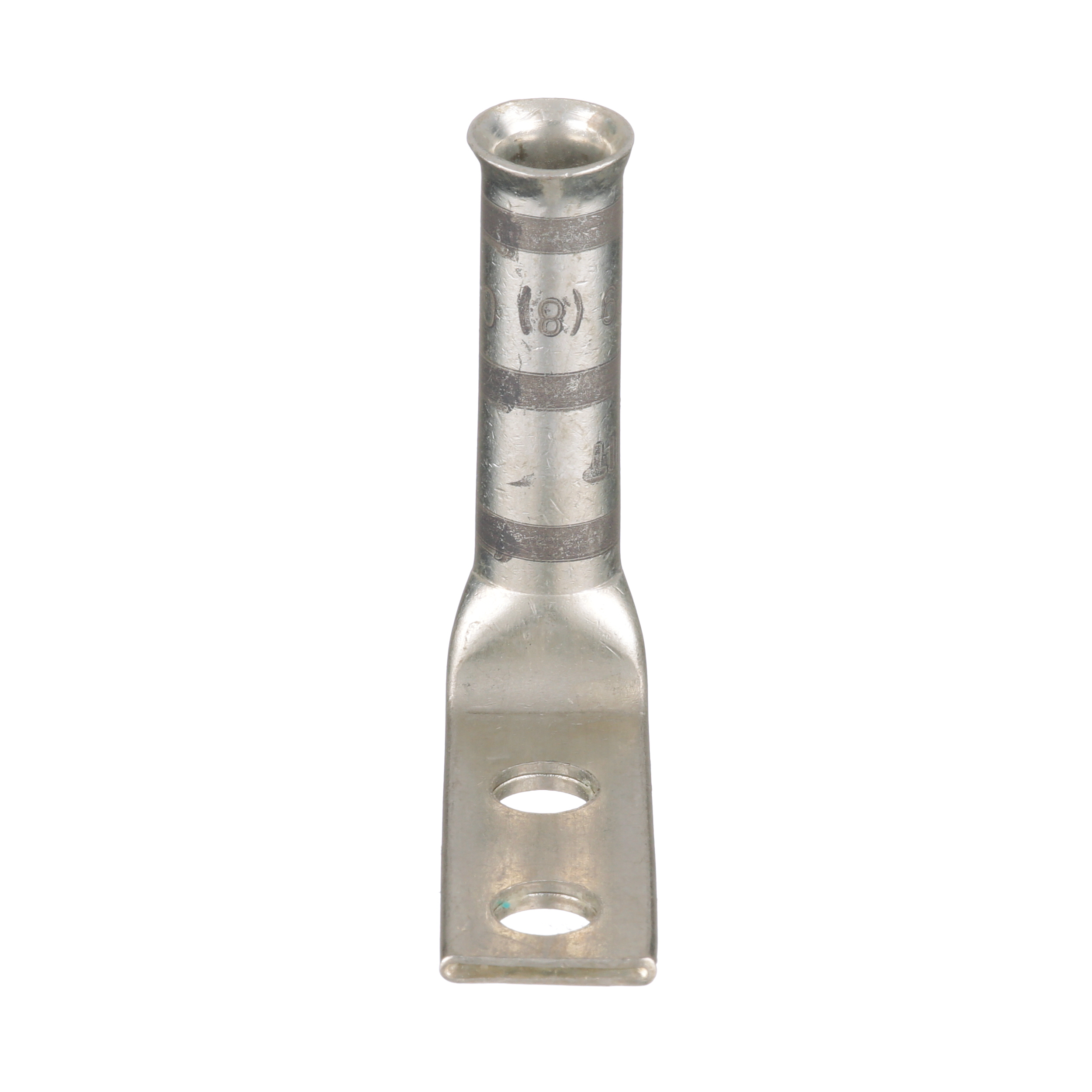 Cosse 4 AWG 90° Cu;2 trous 1/4&Prime;;espacement 0,63&Prime;;fût long;entrée tulipée;Cdt.50