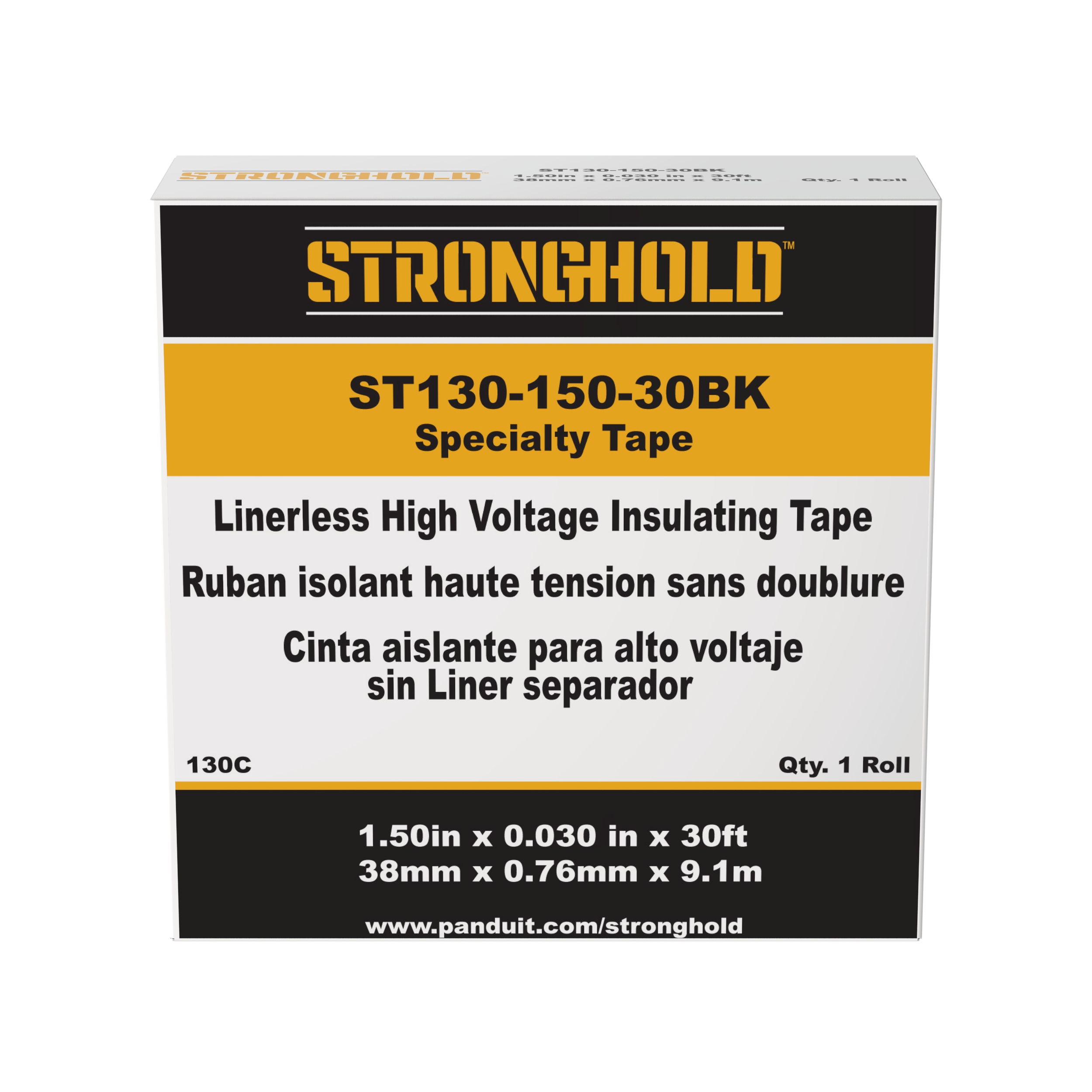 Specialty, Black, EPR, Linerless HV Rubber Tape, 38mm W,PK1