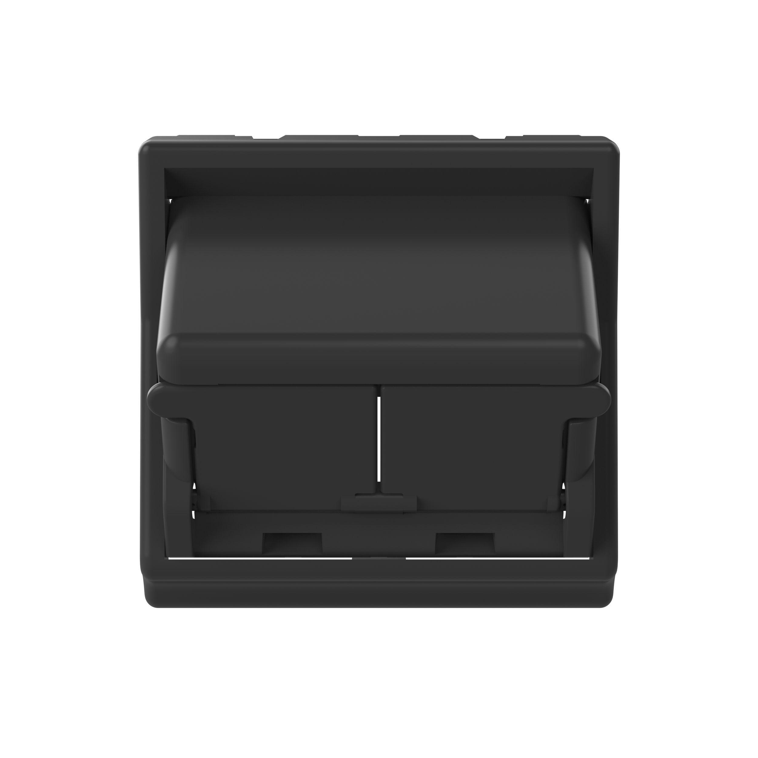 45mm x 45mm, Eğimli Perdeli, Adaptör, Yapışkanlı Etiket, 2 port, Siyah