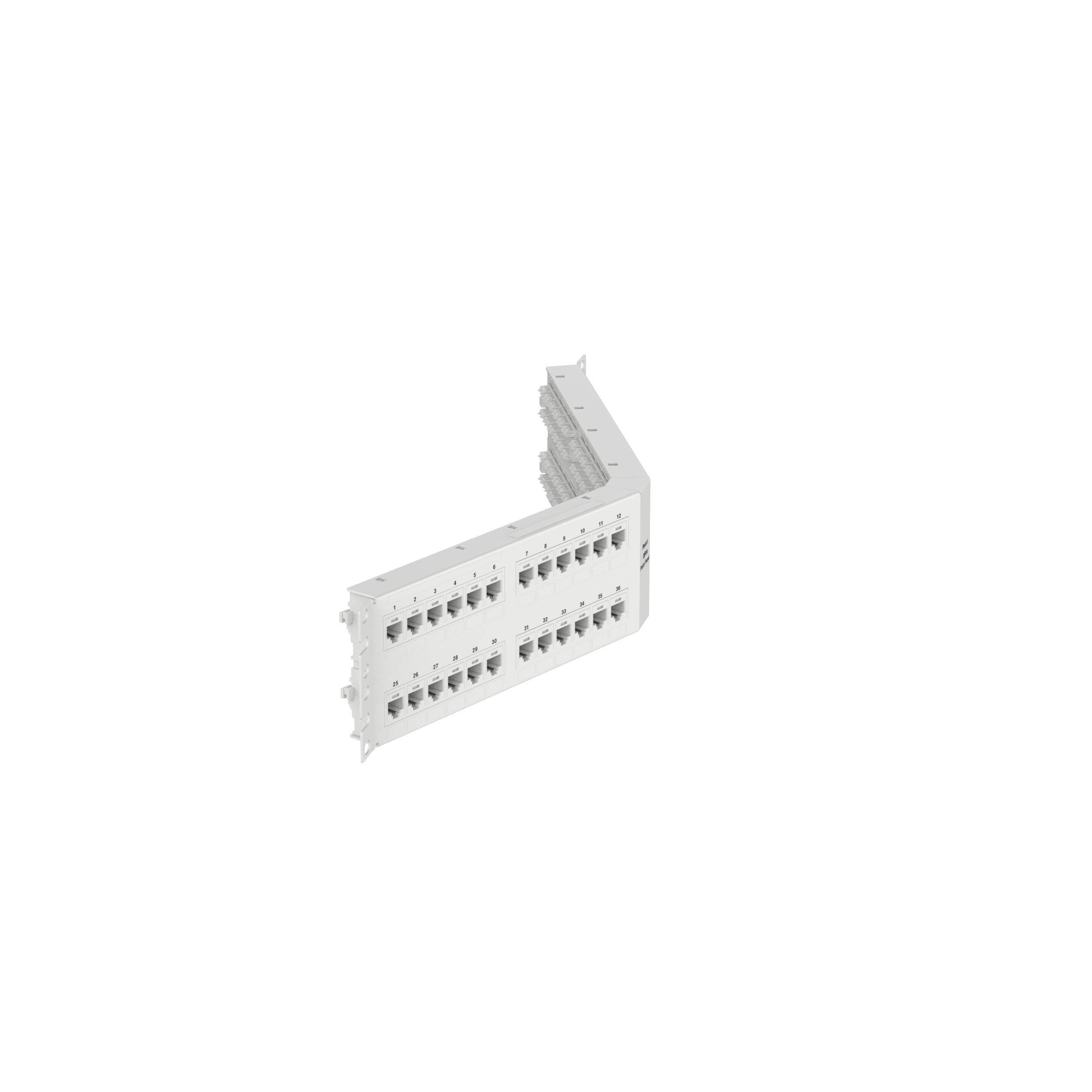 Dik Açılı Cat 5e Çıkış Paneli 48 Port, 2RU, Beyaz