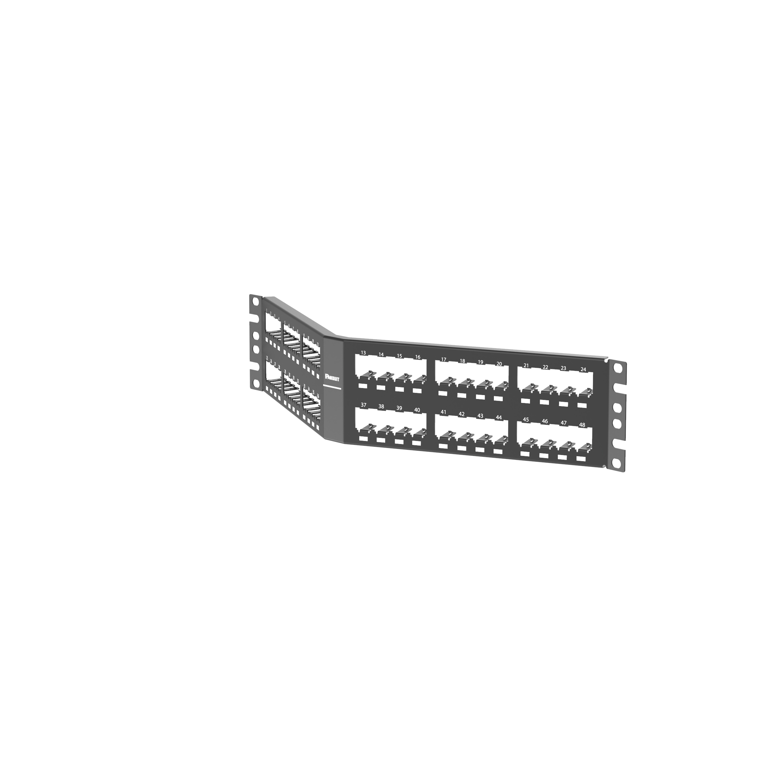 Mini-Com® Angled Patch Panel, 48 port, 2 RU, BL