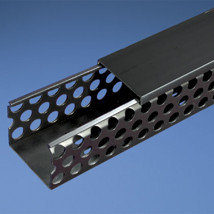 Yuvarlak Delikli Kablo Kanalı, PVC, 4" X 4" X 6', Siyah