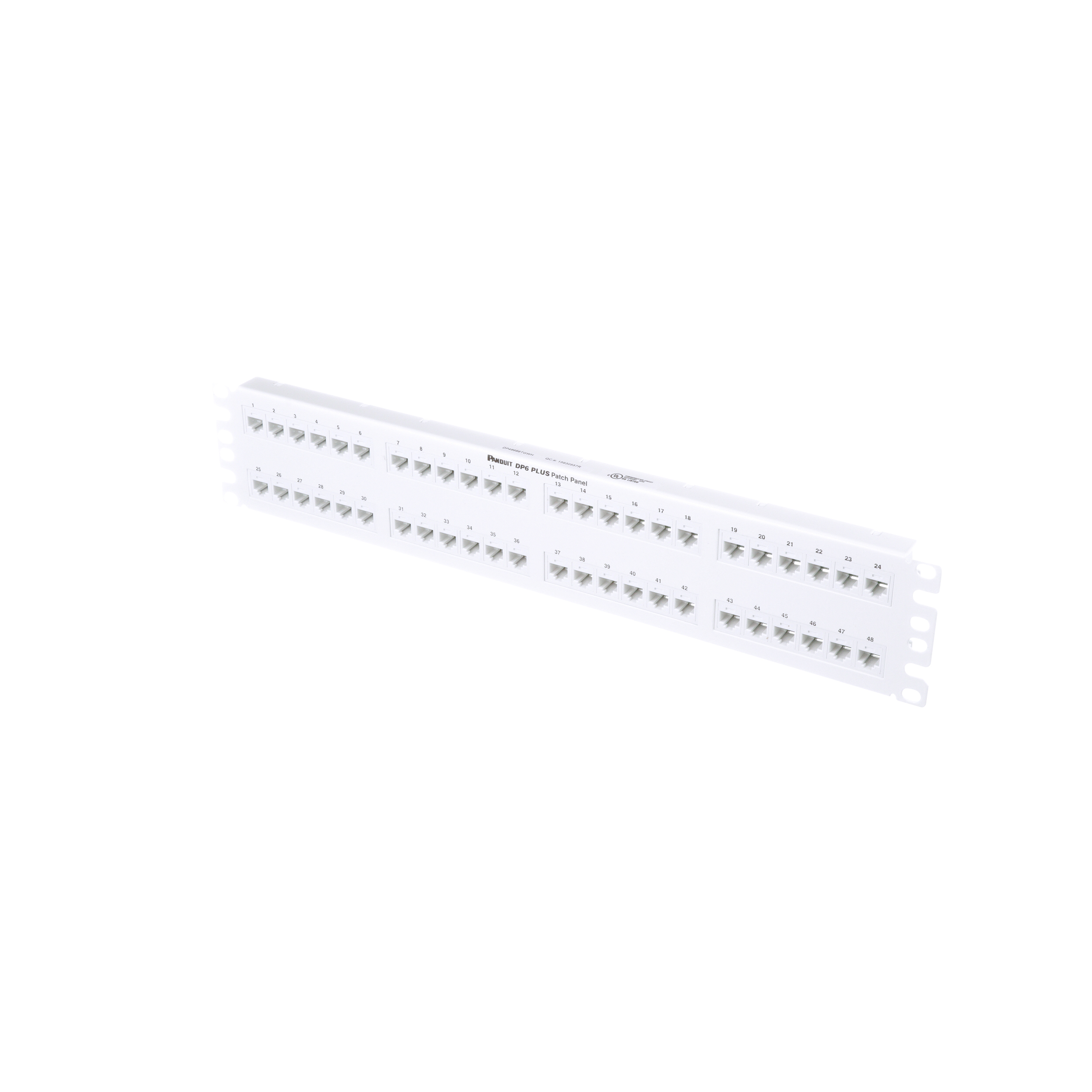 Flat Cat 6 Punchdown Patch Panel 48 Ports, 2RU, White