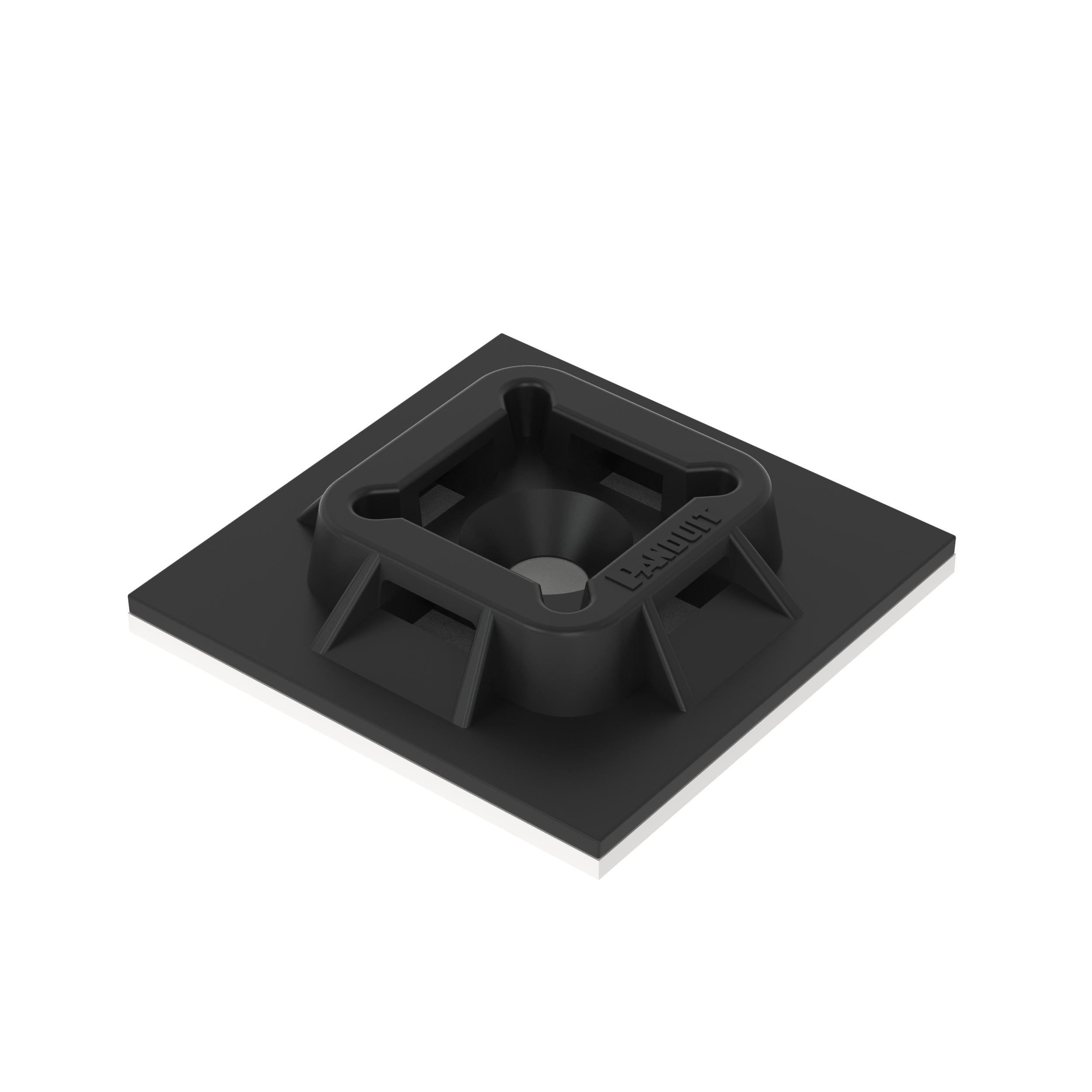 Kablo Bağı Montajı, Siyah, PA 6.6, Kauçuk Yapışkanlı, 25.4x25.4mm, 500'lü Paket