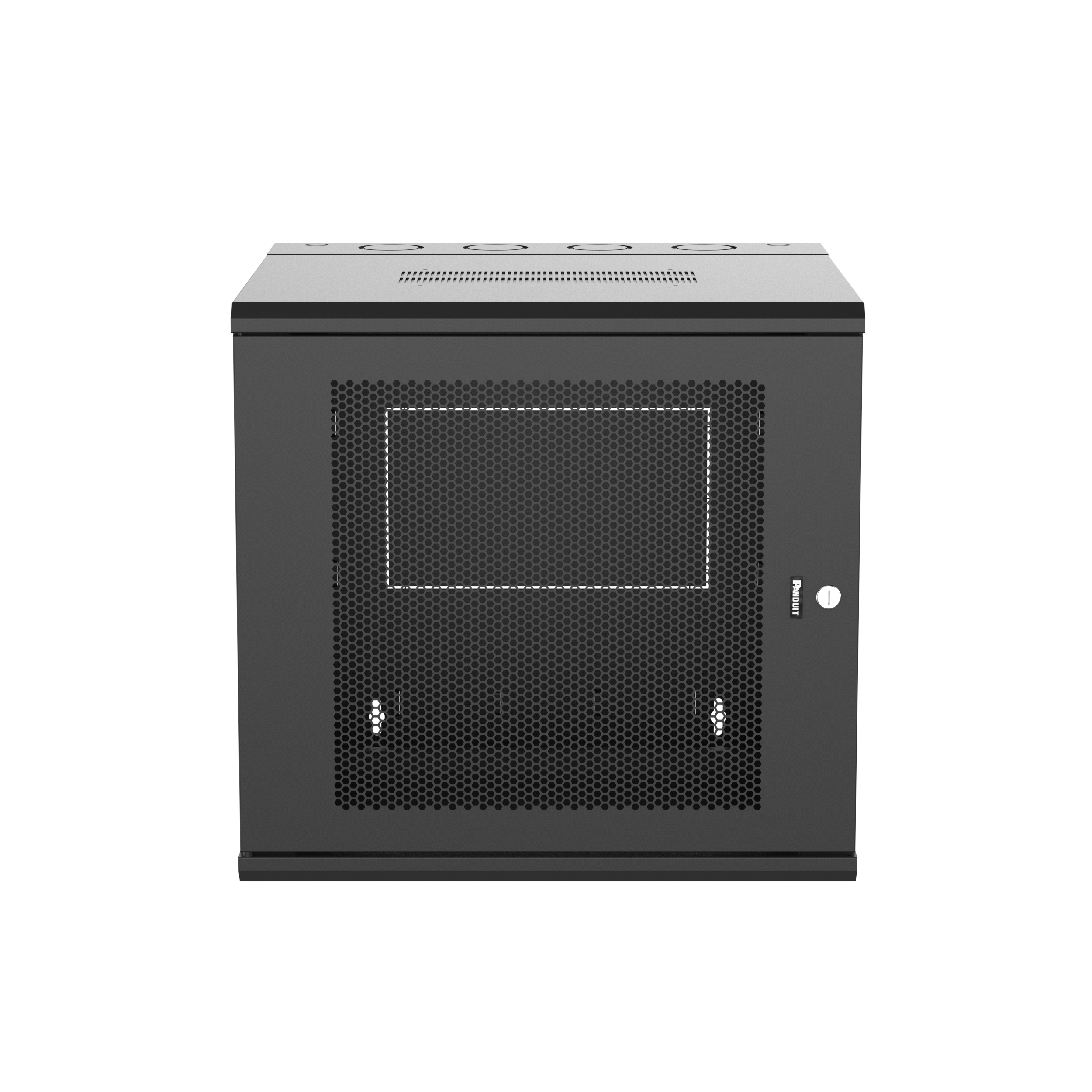 PanZone® Duvar Montajlı Kabin, 12RU, 25" Derinlik, Perforlu Kapı, Siyah