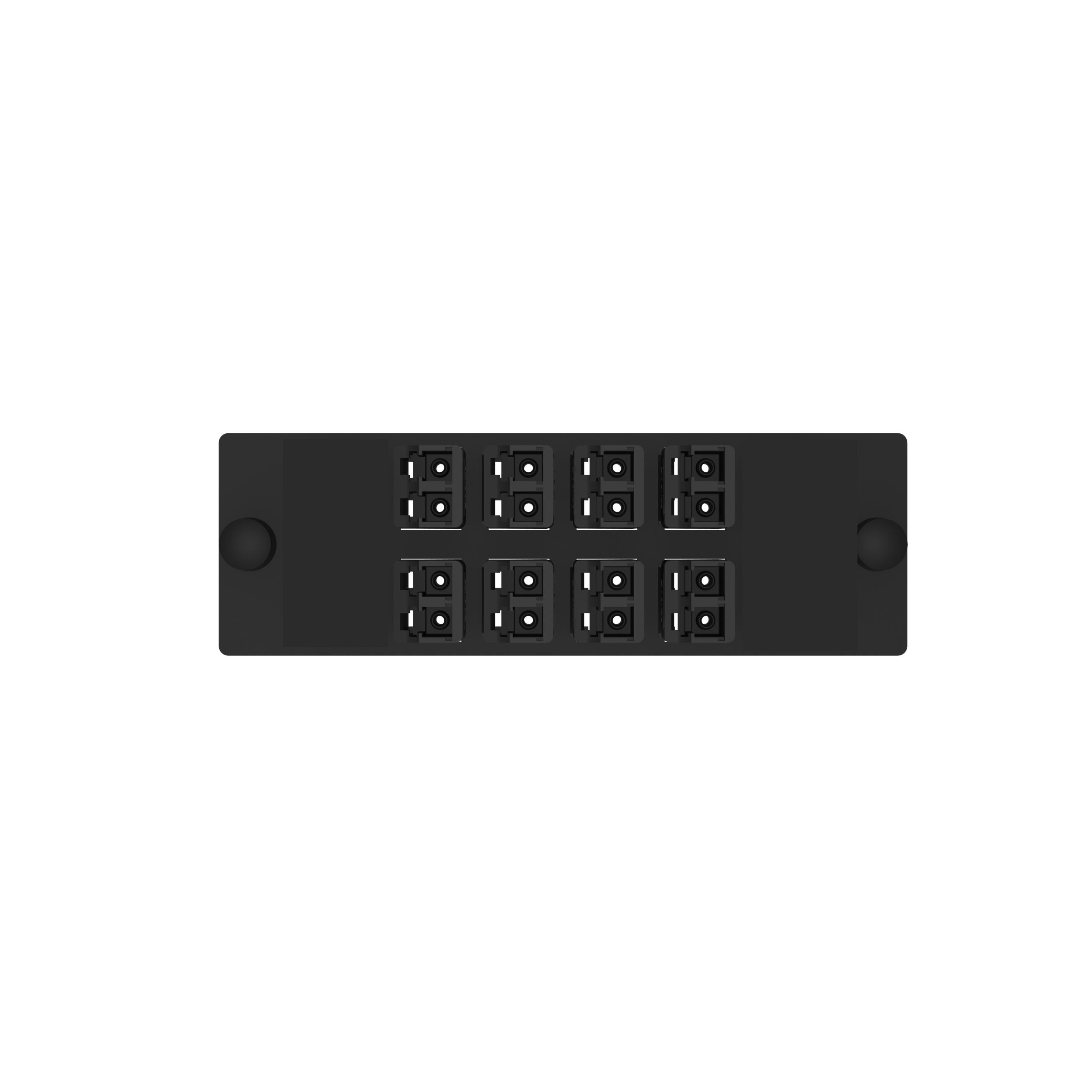 Opticom® Anahtarlamalı Siyah Fiber Adaptör Paneli, OM4, 8 LC Çift Yönlü