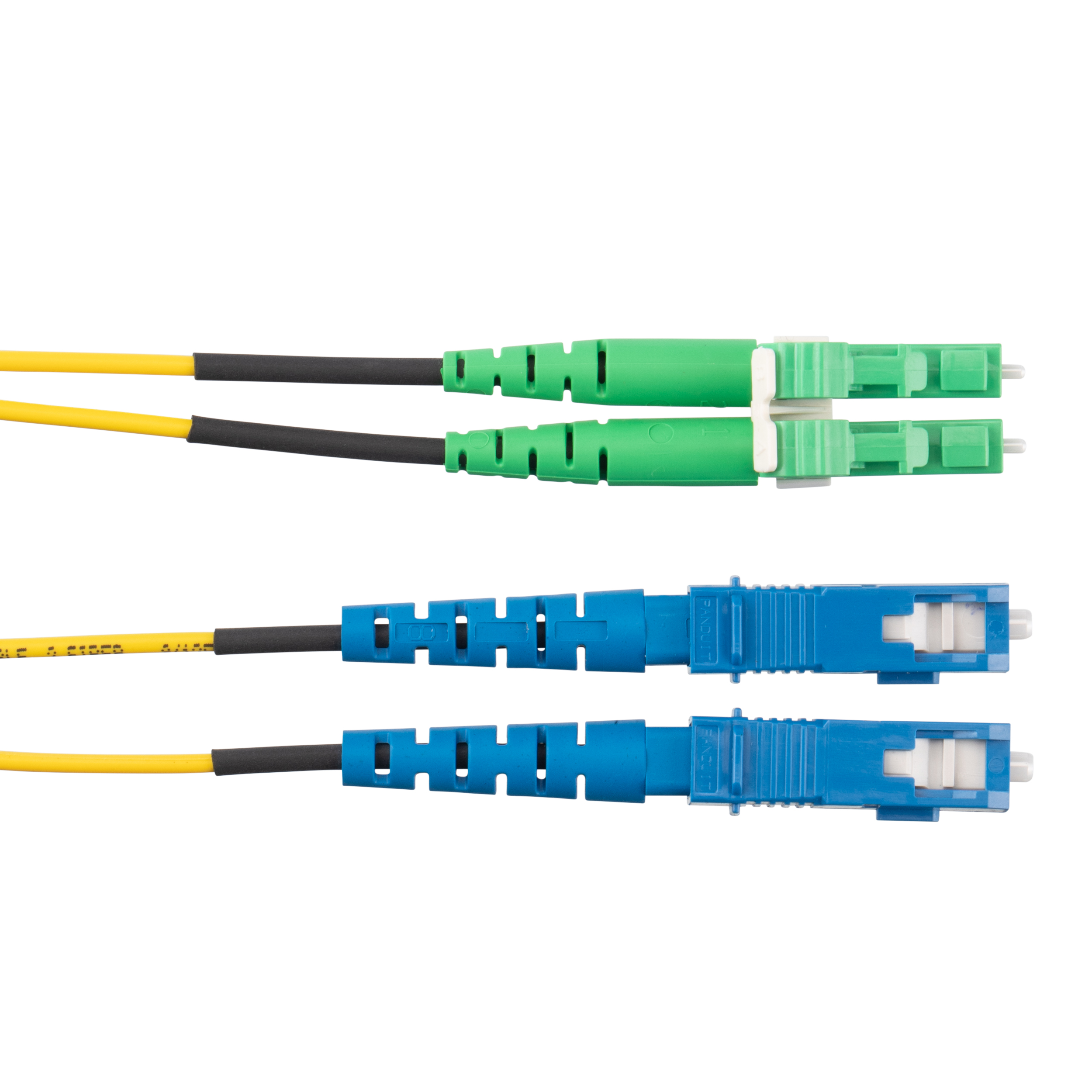 OS2, 2 Fiber 1.6mm Yama Kablosu, Yükseltilmiş Alan, LC/APC - SC, Standart Polarite, Standart Ek Kaybı - 8 Metre
