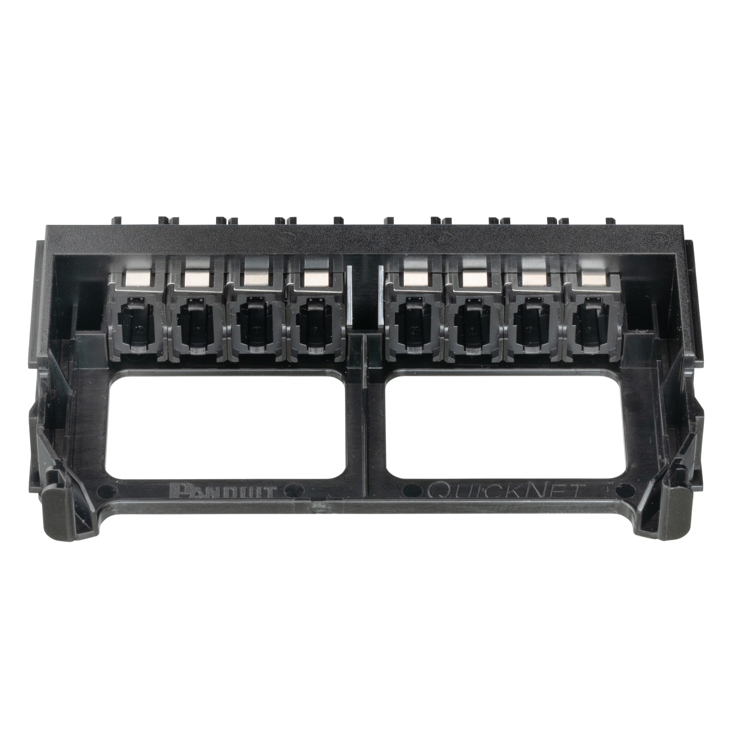 Quicknet Base 16  8 Port Fiber Adapter Panel MPO-16 Key-up to Key-down (black Adapters)