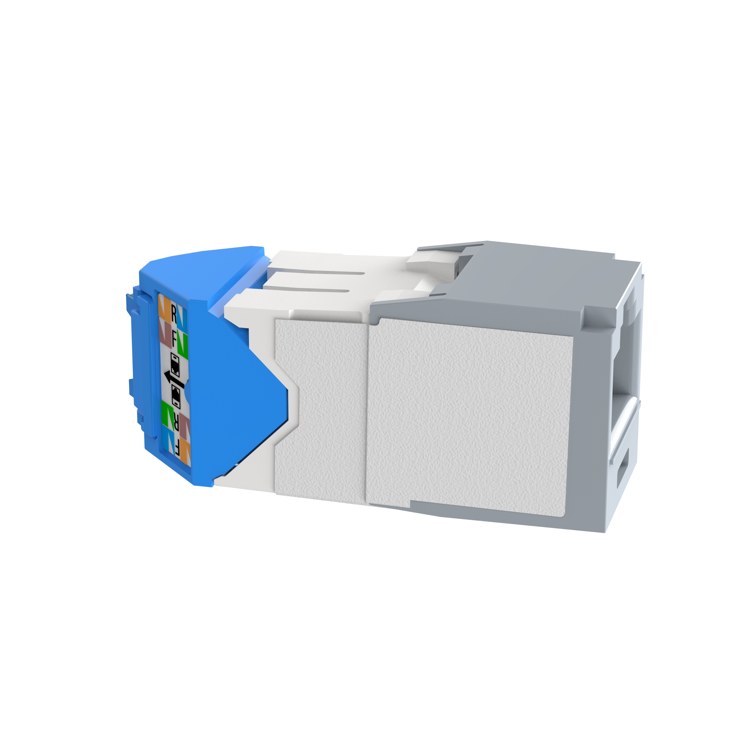Twisted Pair RJ45 Cat 6A Sol/Sağ Transformatörlü Jak Modülü, Uluslararası Gri
