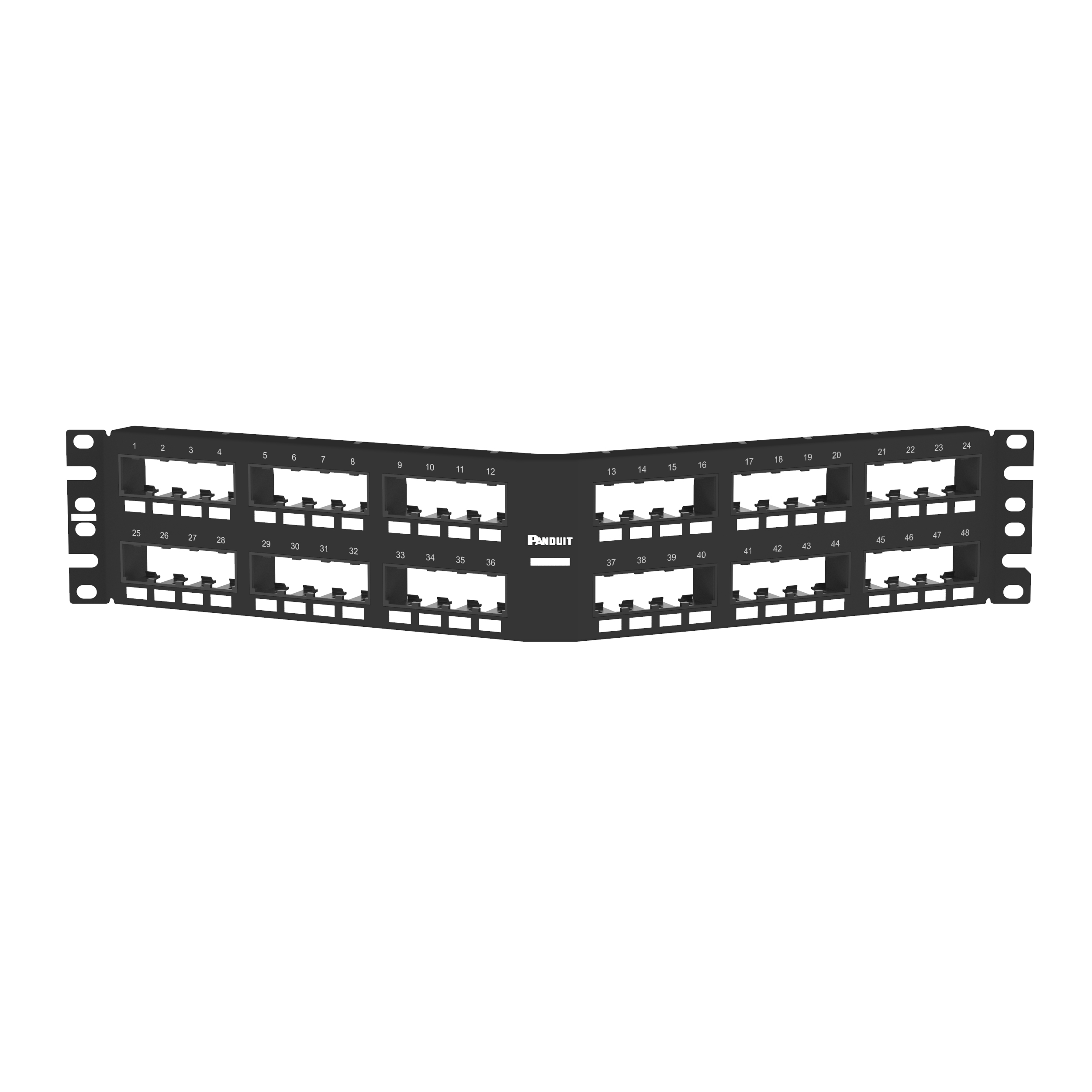 Mini-Com® Ang Flush Patch Panel, 48 Port, 2 RU, BL