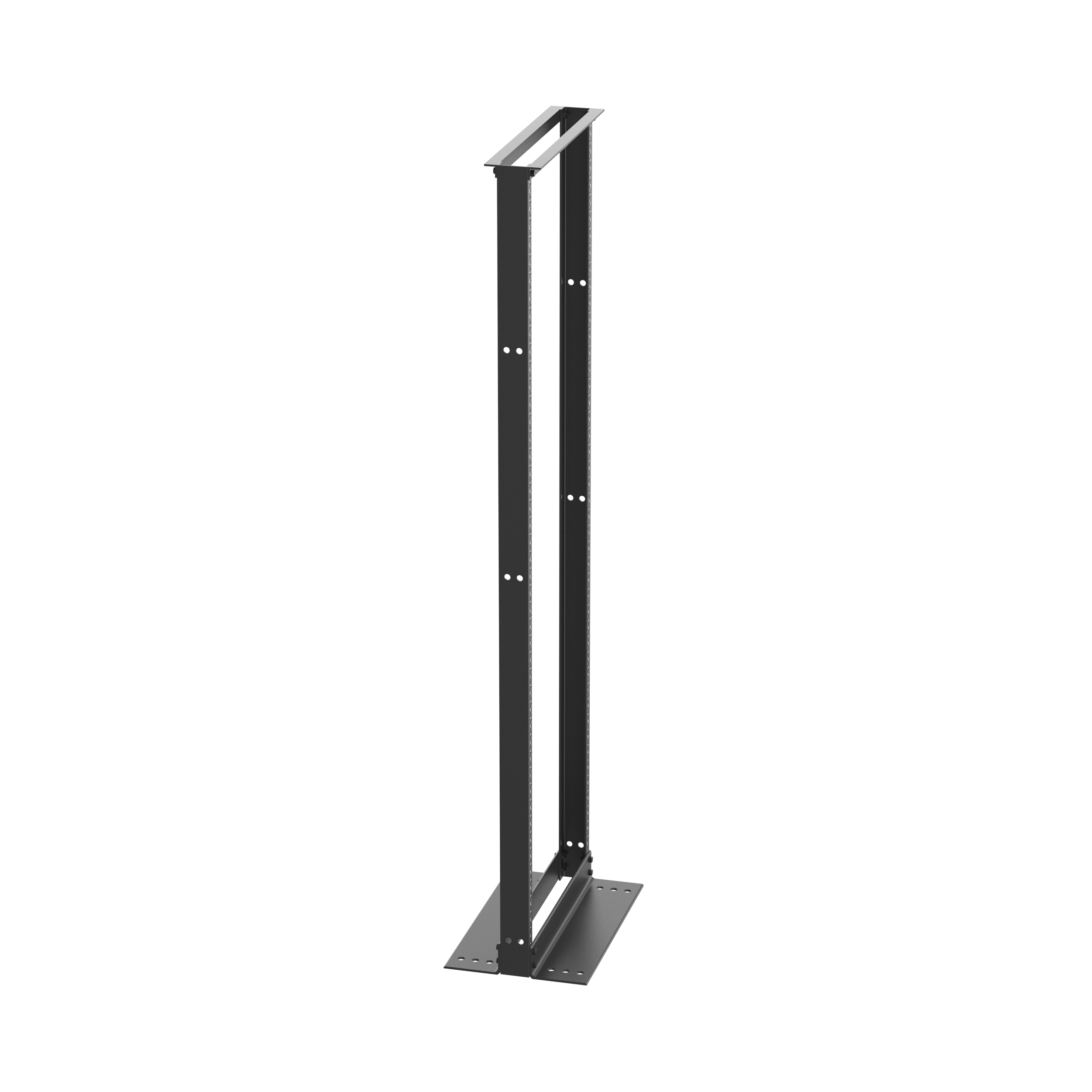 2 Post Rack, 45RU, #12-24 Dişli E-Raylar, Alüminyum, Siyah