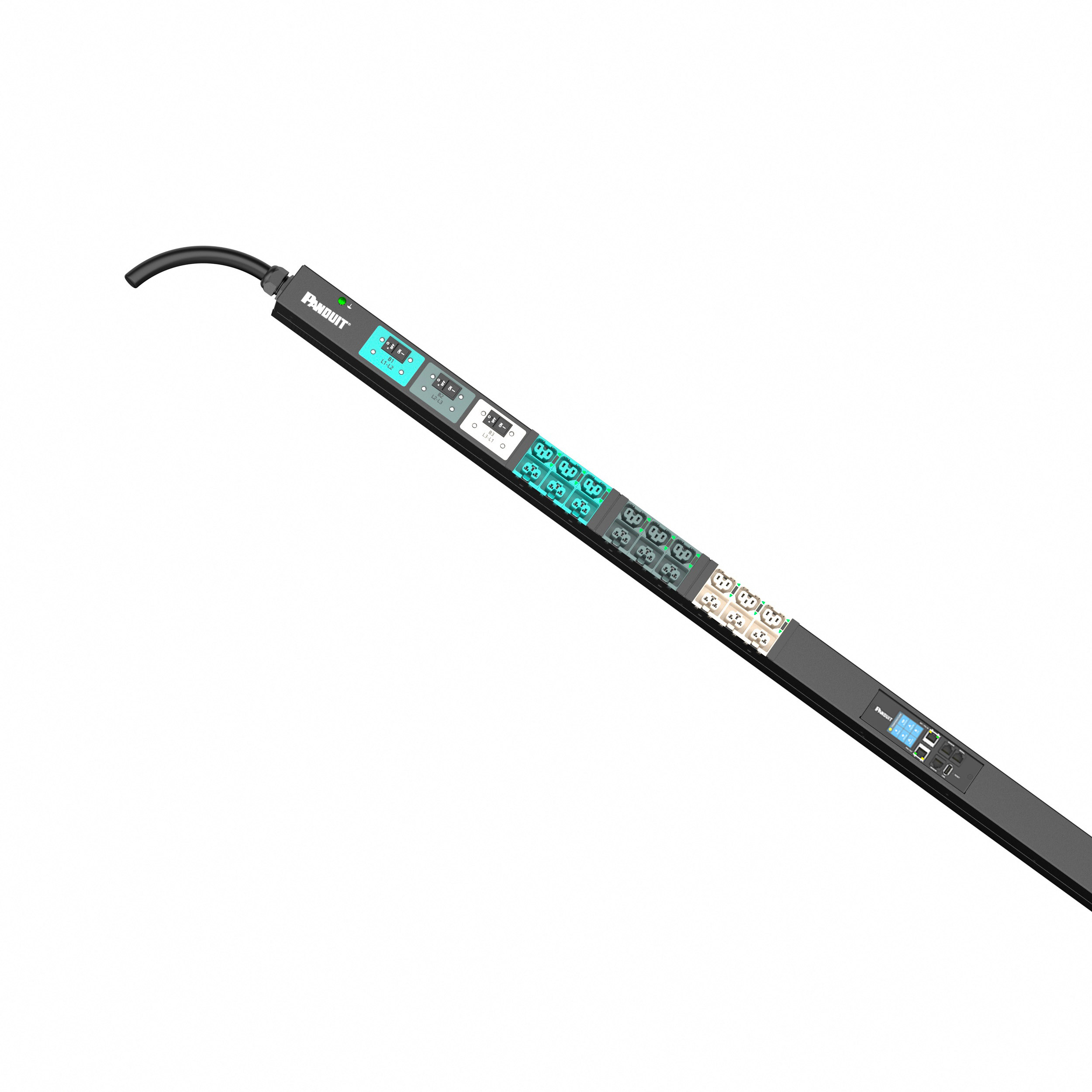 EL2P MSPO PDU, 32/30 AMP, (21)C13/C15, (21)C13/C15/C19/C21, IEC 60309 2P+E 6h 32A/30A (IP44), SİYAH