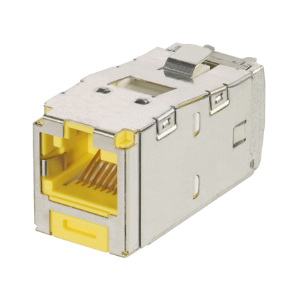 STP RJ45 Cat 6A Keyed TG Jack Module, Yellow