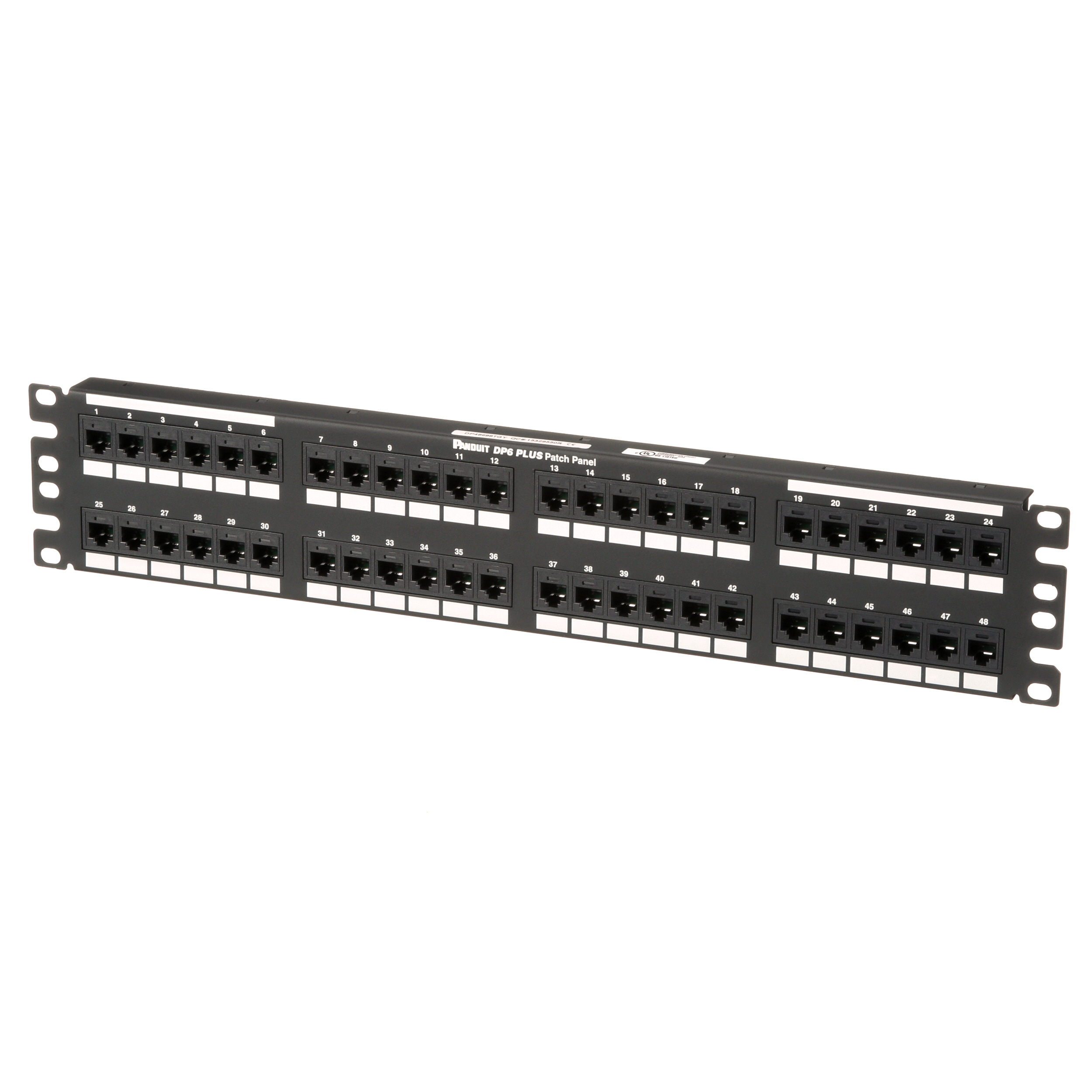 Cat 6 Çıkış Paneli, 48 Port, 2 RU, Siyah