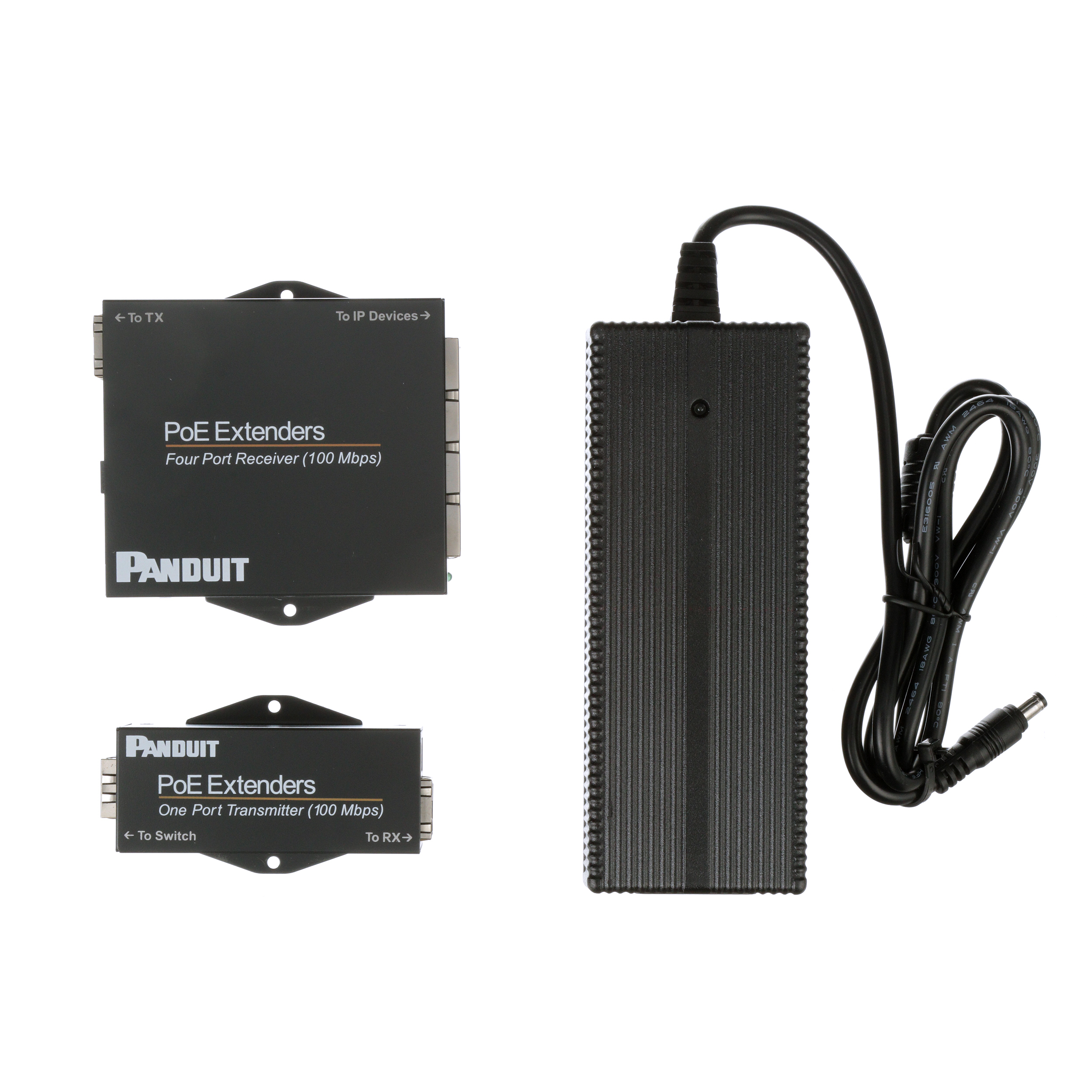 PoE Genişletme Seti, 1 Port Tx ve 4 Port Rx Kutusu, 110W Güç Kaynağı, Güç Kablosuz