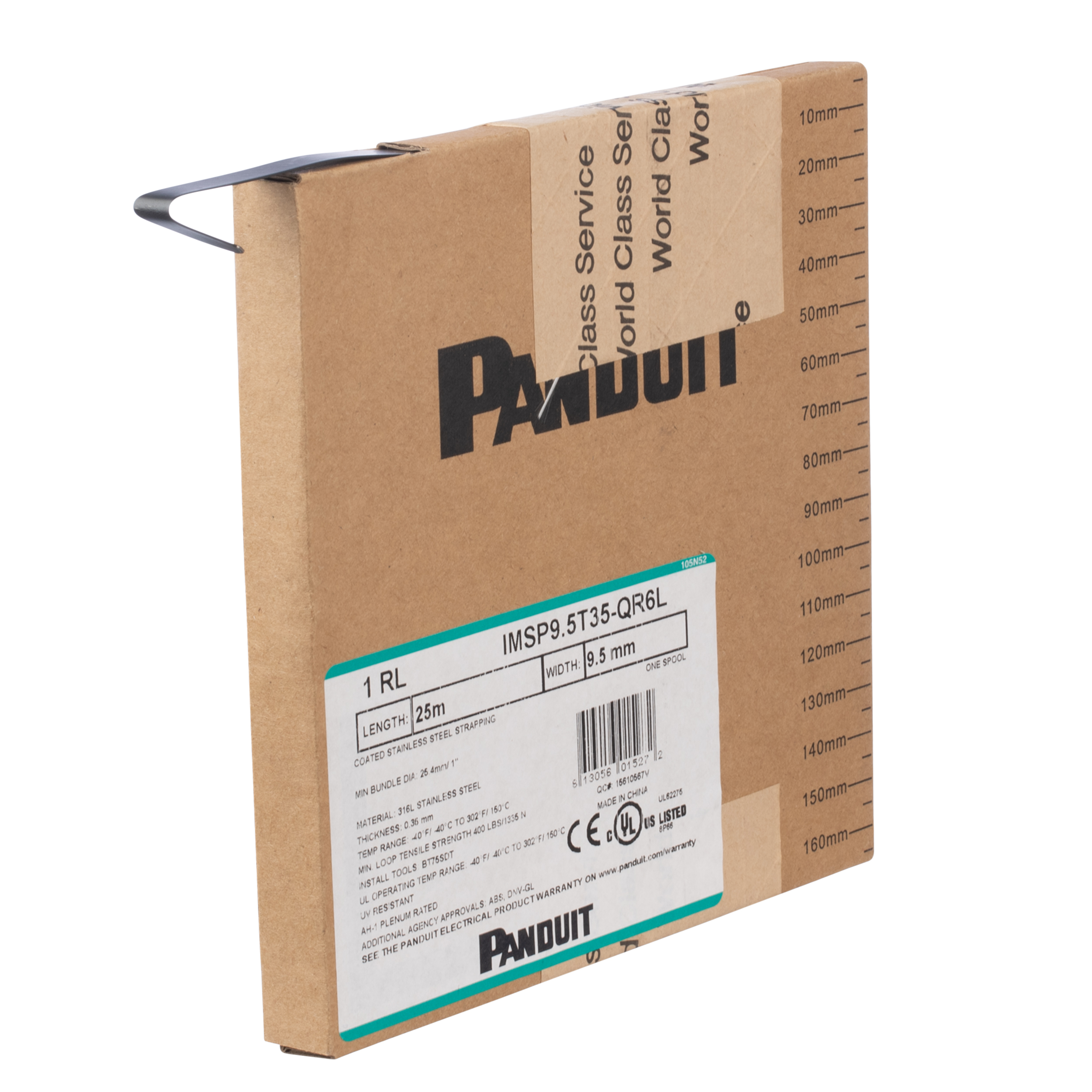 Strapping, Black, 316 SS, 9.5mm,0.4mm Thick, PK1