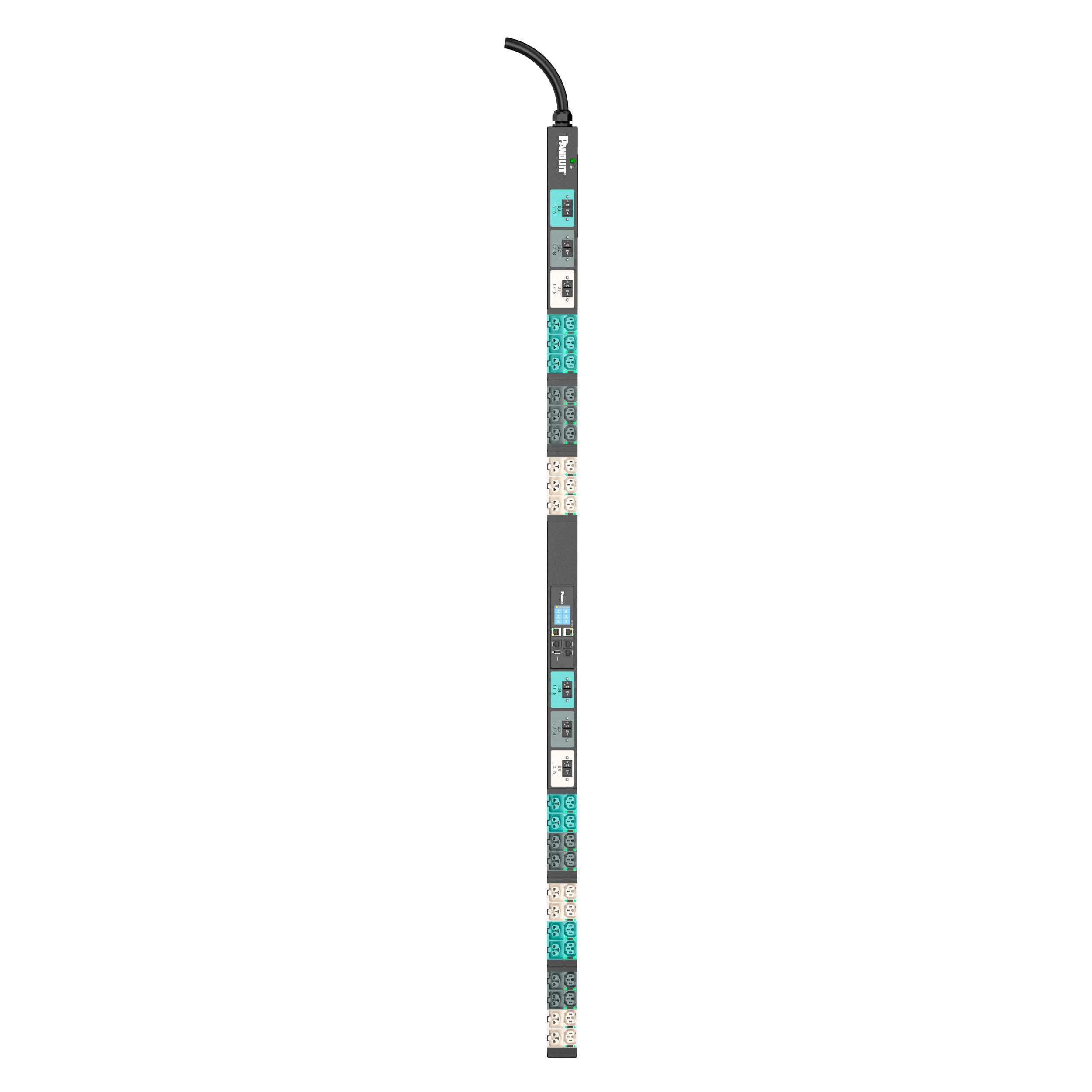 EL2P MSPO PDU, 32/30 AMP, (21)C13/C15, (21)C13/C15/C19/C21, IEC 60309 3P+N+E 6h 32A/30A (IP44), SİYAH