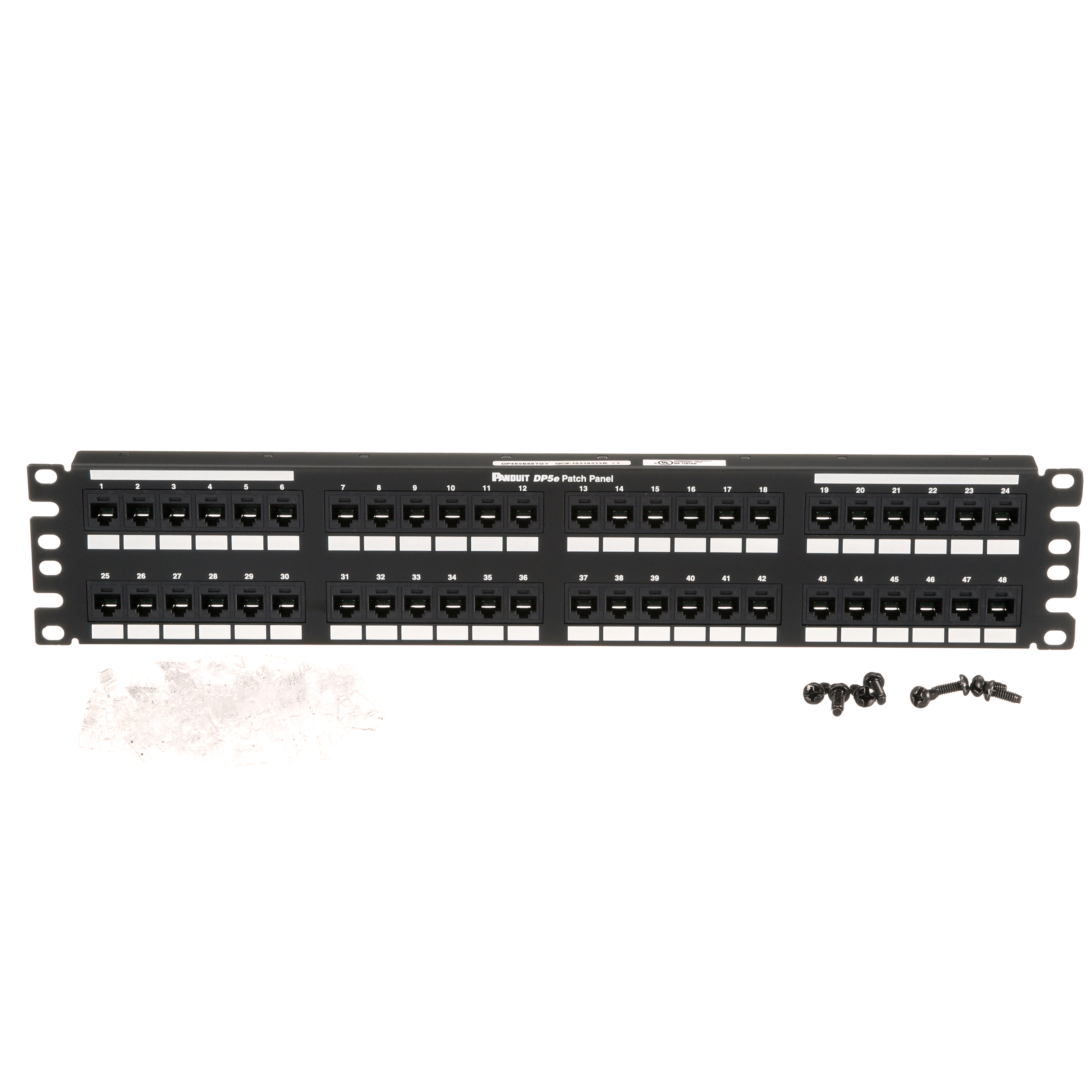 Flat Cat 5e Punchdown Patch Panel 48 Ports, 2RU, Black