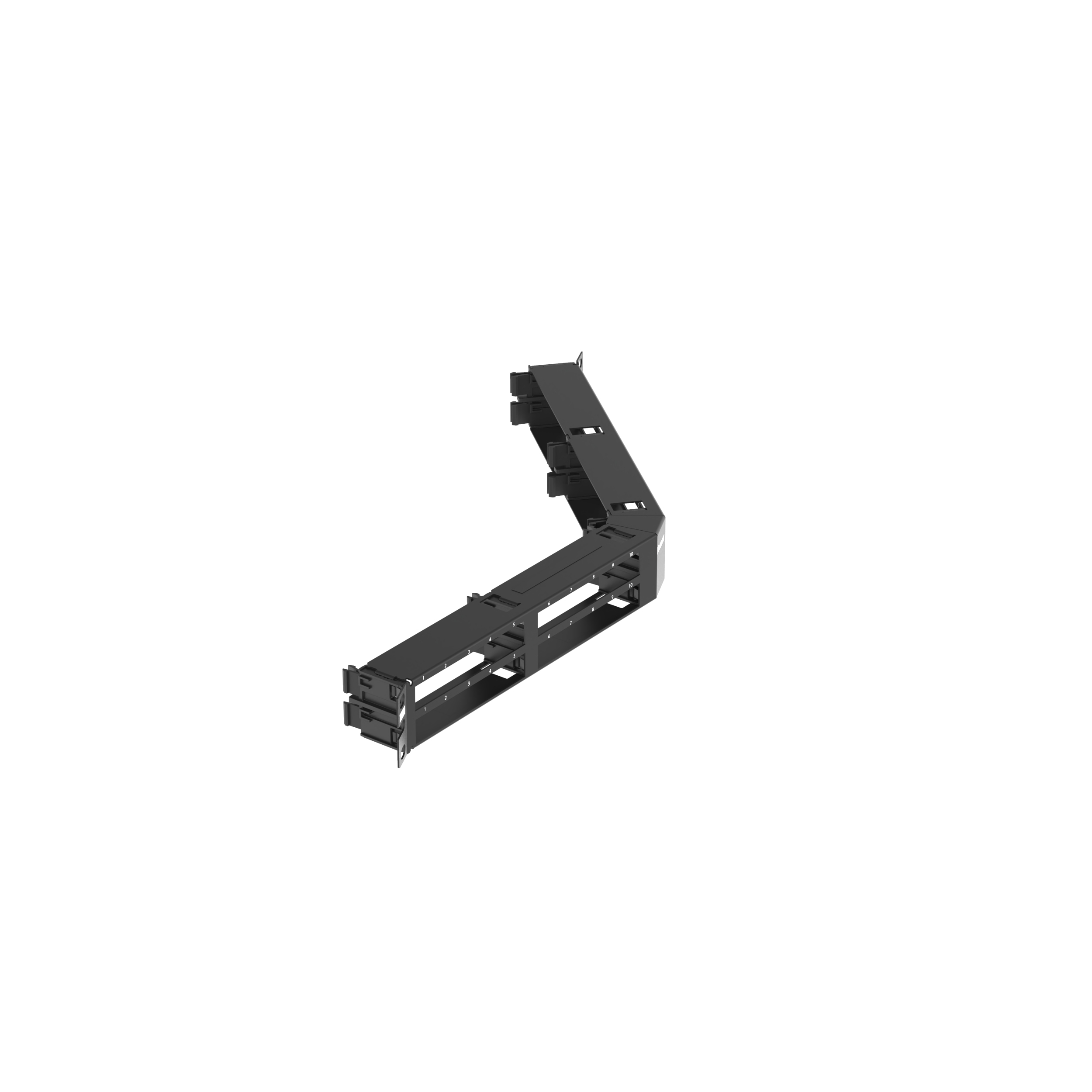 QuickNet™ Dik Açılı Tam Metal Patch Panel, 48 Port, 1 RU, Siyah