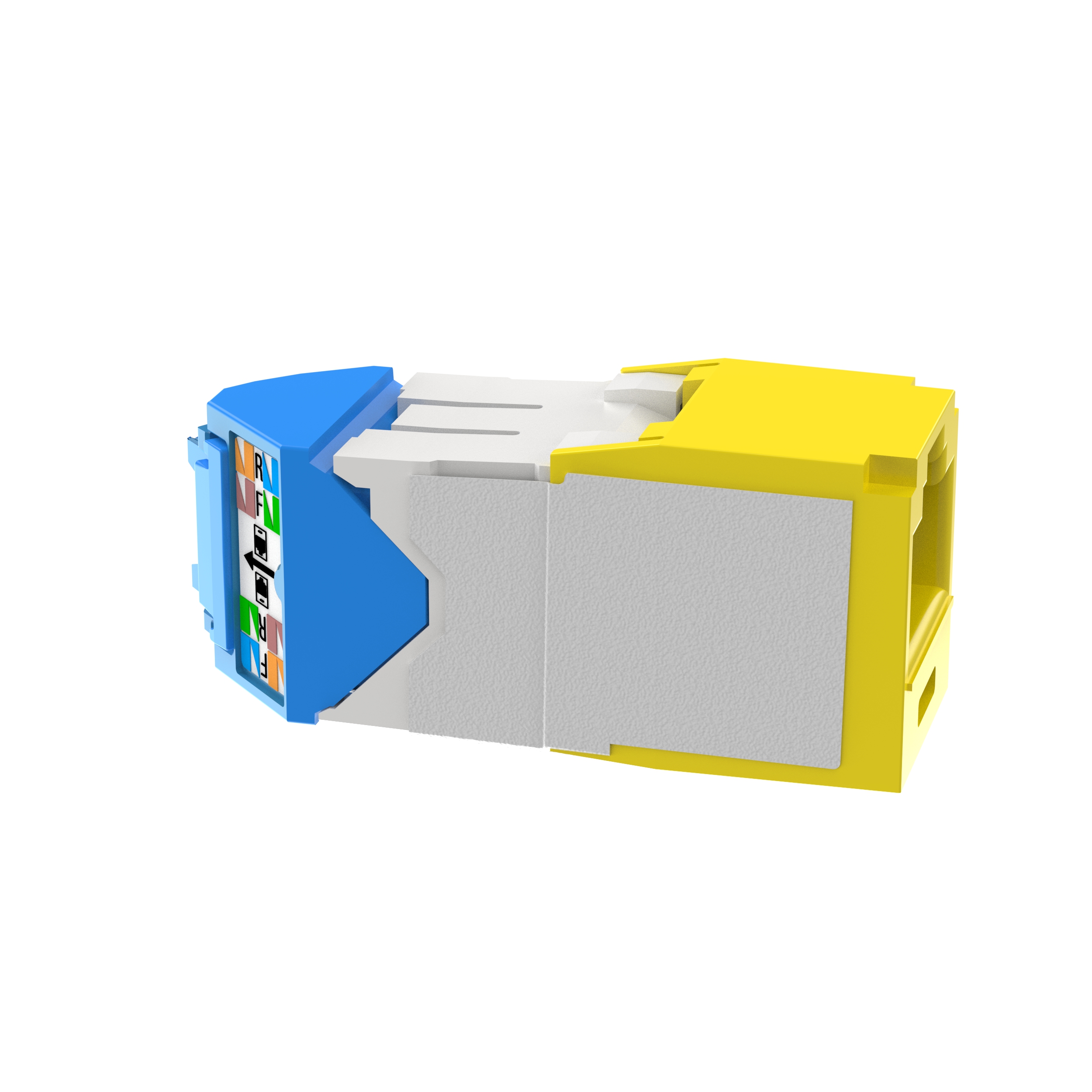 Twisted Pair RJ45 Cat 6A Sol/Sağ Çevirme Jack Modülü, Sarı