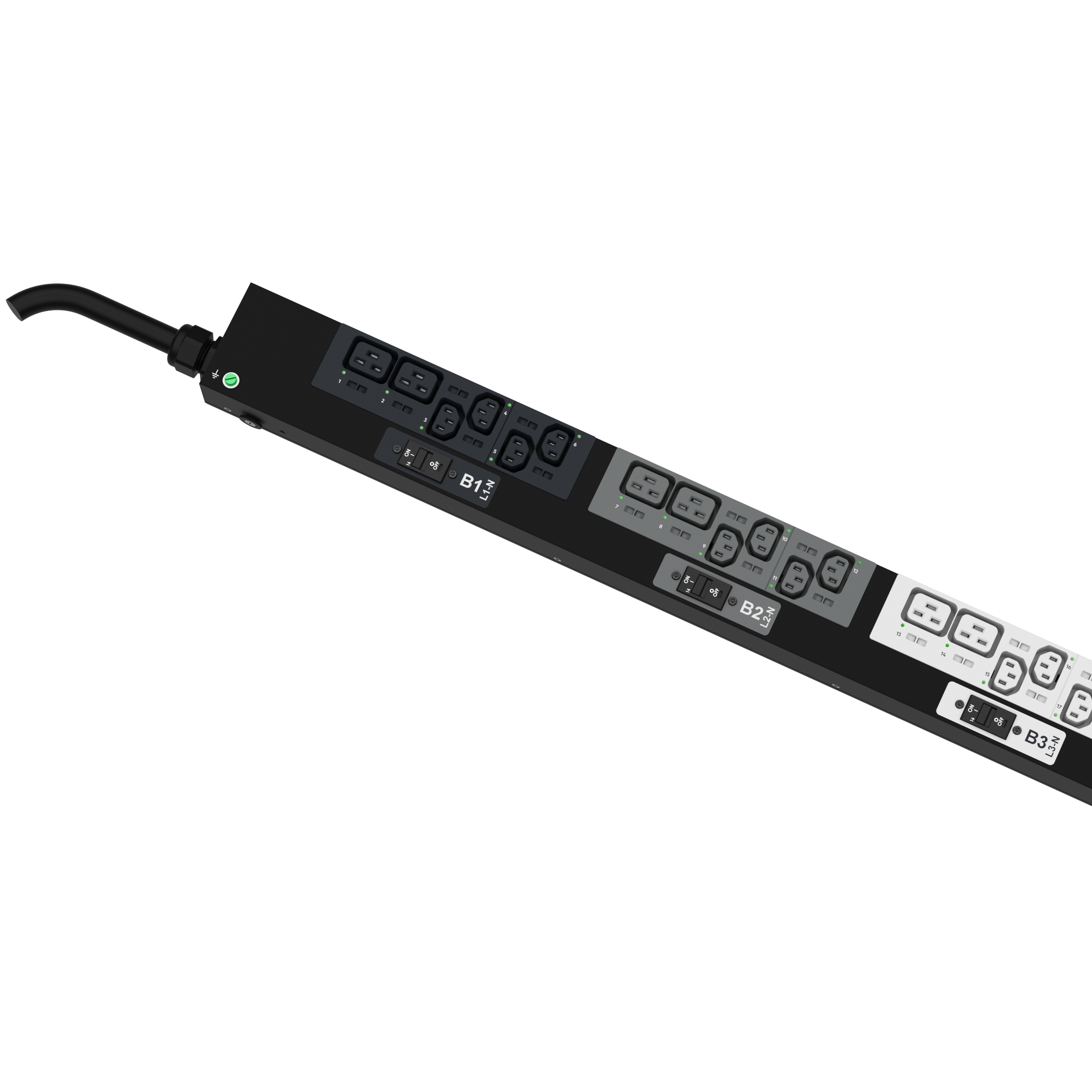MSPO PDU, 32 Amper, 400 Volt, (24)C13, (12)C19, IEC 60309 3P+N+E 6h 32A (IP44)