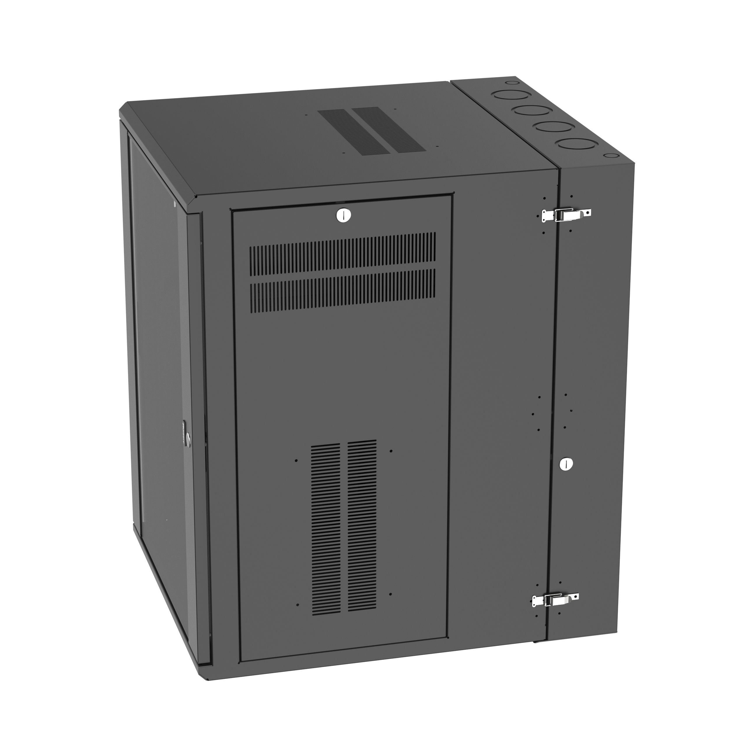 PanZone® Duvar Montajlı Kabin, 18RU, 30" Derinlik, Pencere Açıklı Kapı, Siyah
