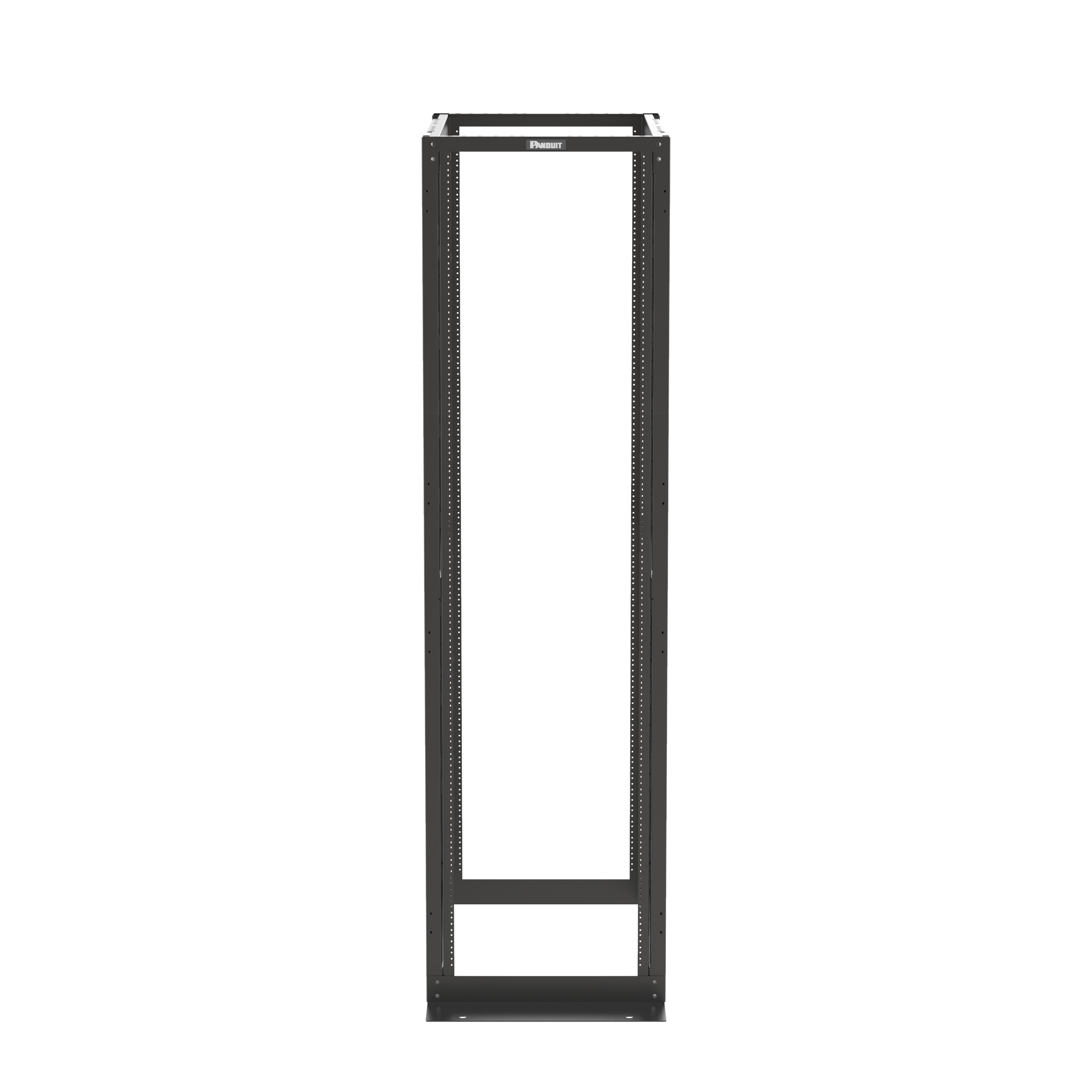 4 Post Rack, 45RU, 36 in. Derinlik, #12-24 Dişli E-Raylar, Siyah