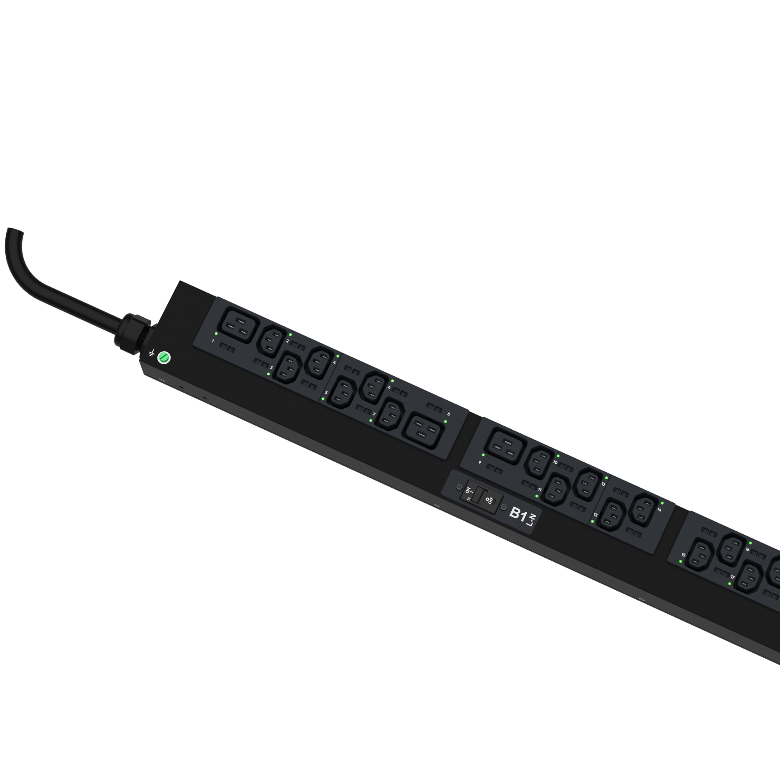 MSPO PDU, 32 Amper, 230 Volt, (38)C13, (6)C19, IEC 60309 2P+E 6h 32A (IP44)
