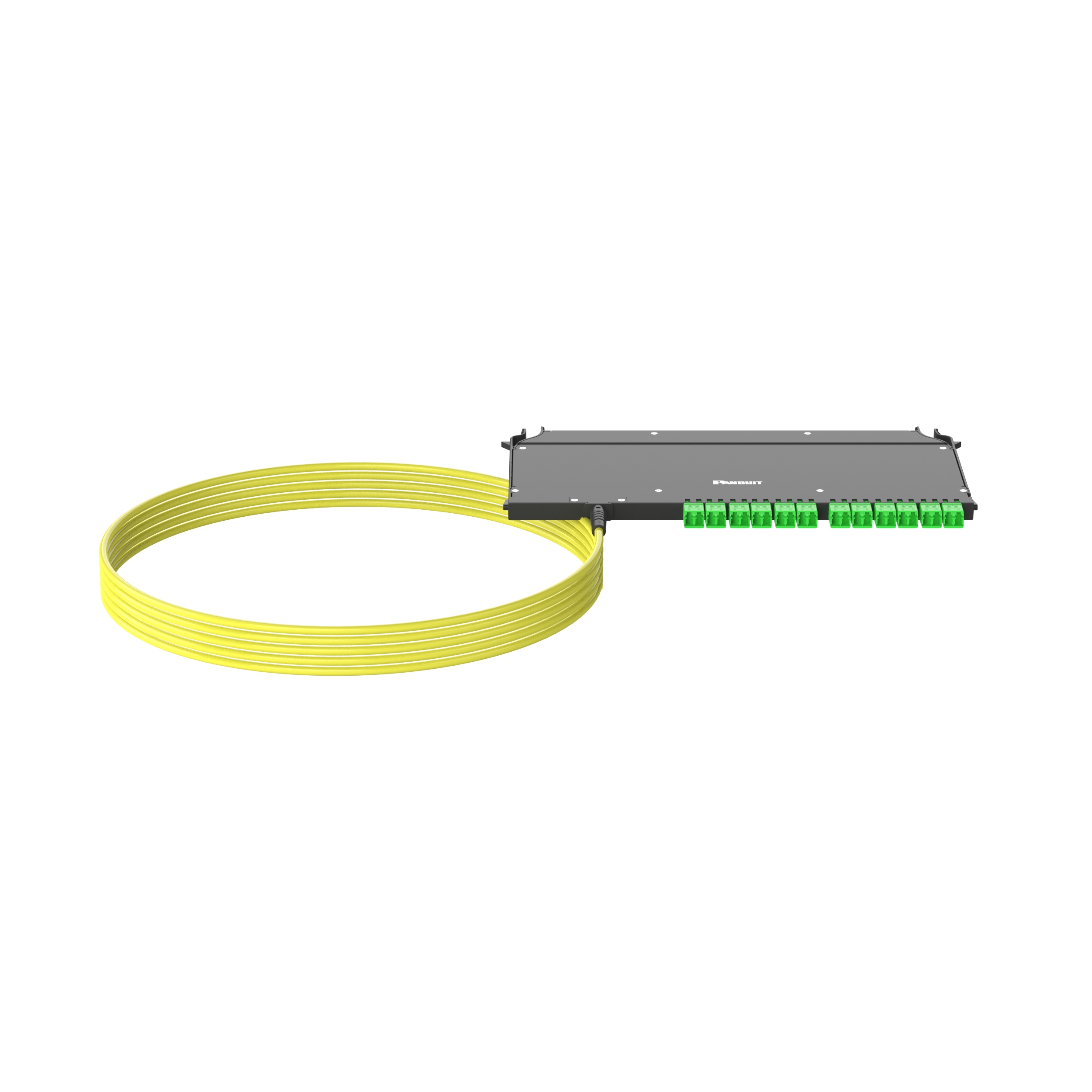 OS2 Tek Modlu 24 Fiber İç Mekan Küçük Çaplı Trunk Kablo Demeti, Euroclass B2ca, FlexCore Ön Erişim ODF LC/APC Kaset, Sol taraf Düz Uç, Standart Kayıp, Çekme Gözü Yok - 15 Metre