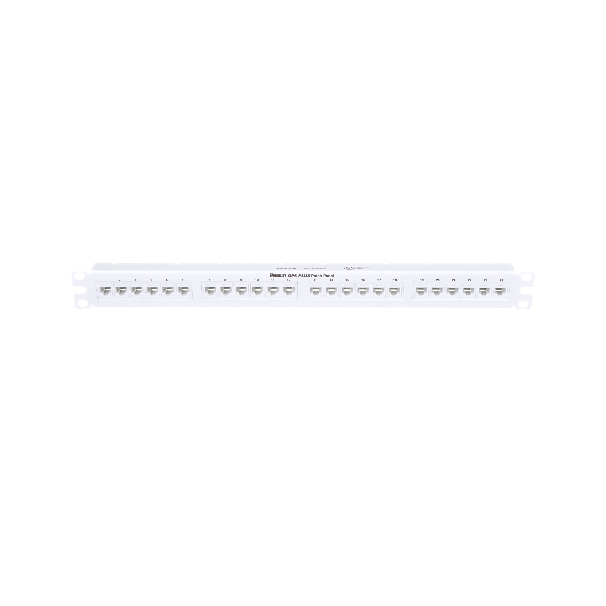 Düz Cat 6 Çıkış Paneli 24 Port, 1RU, Beyaz