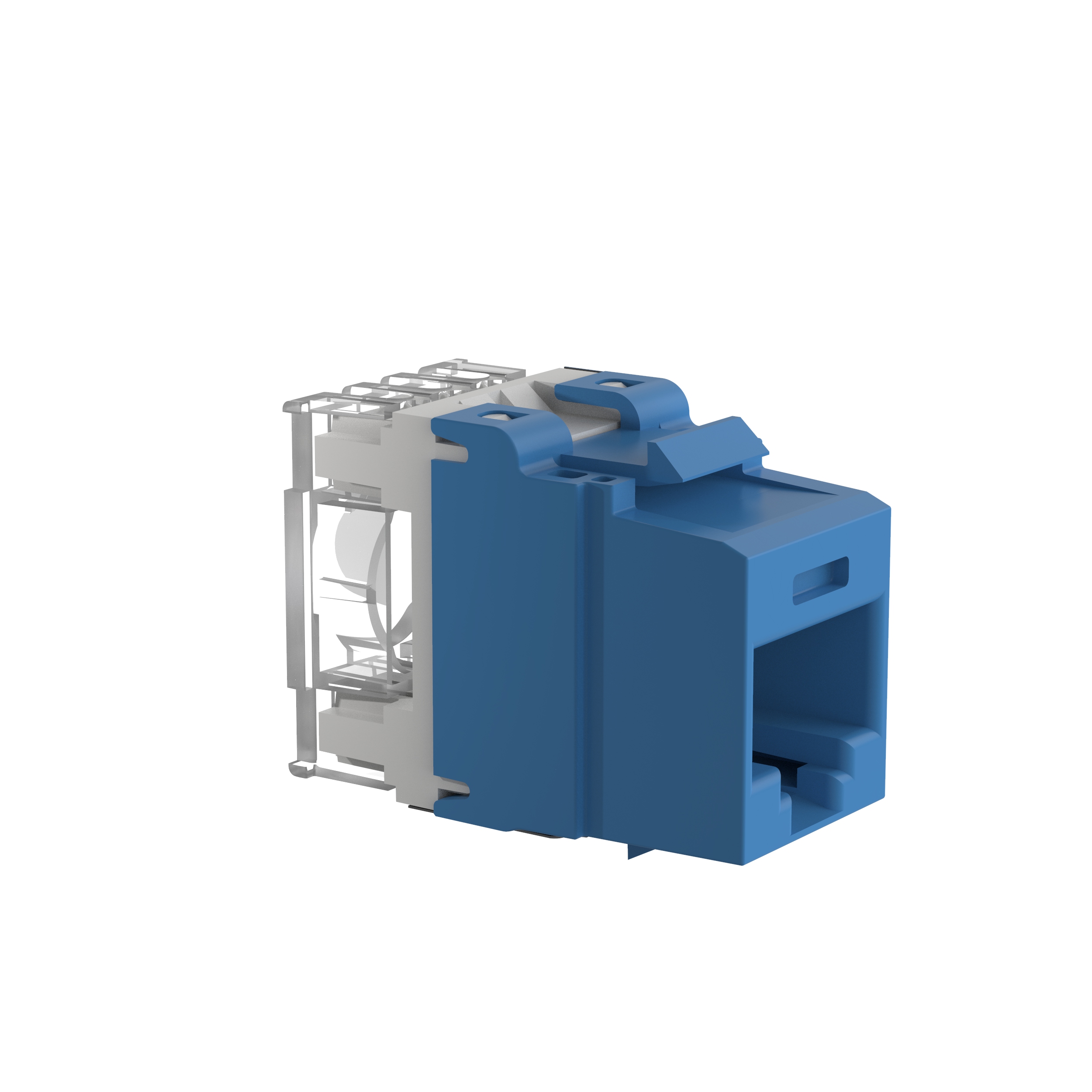 Bükümlü Çift RJ45 Cat 6A Keystone Çıkış Jak Modülü, BU