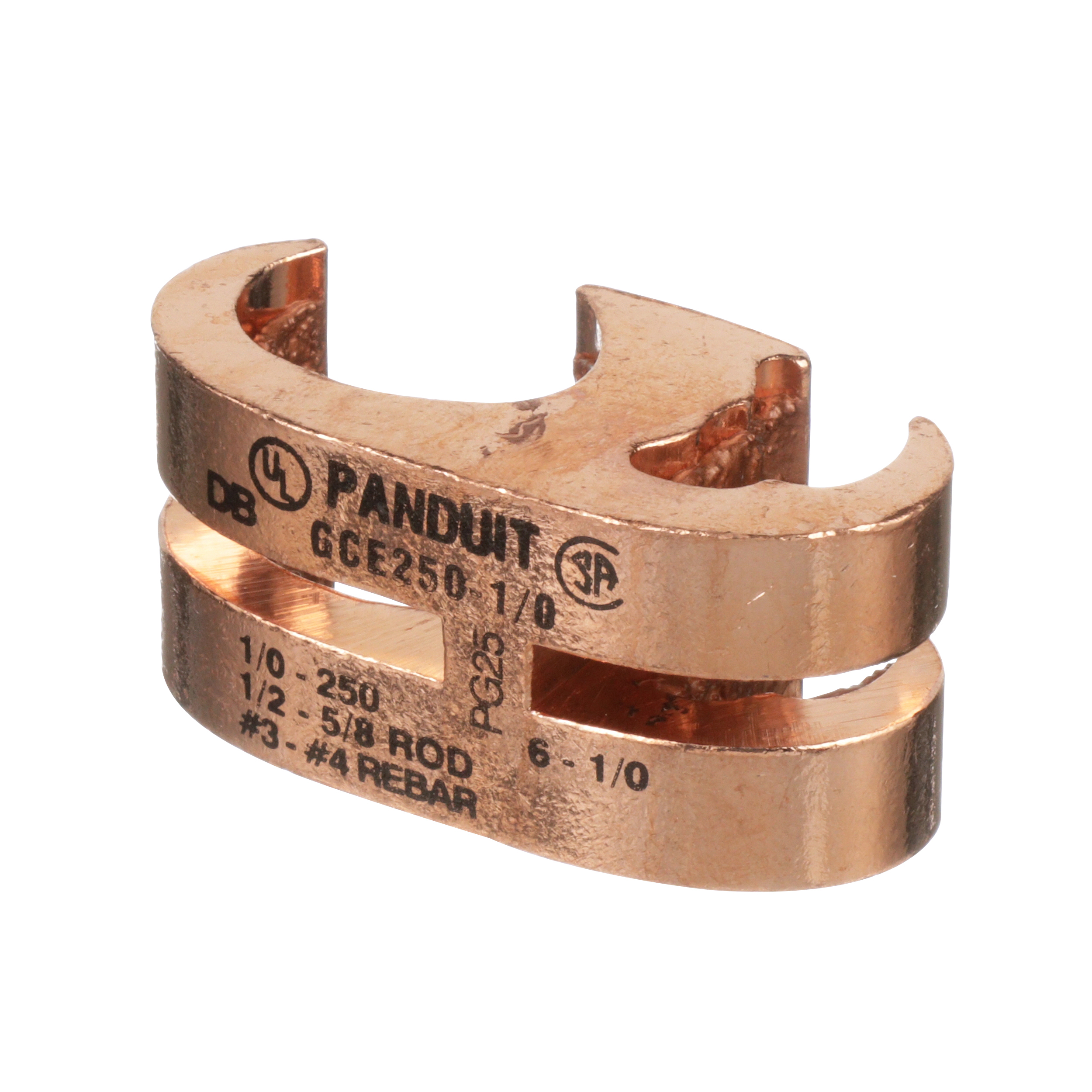 E-Tap, 250-250, Copper,12.7-15.87mm Grd Rod,9.52-12.7mm Rebar,PK1