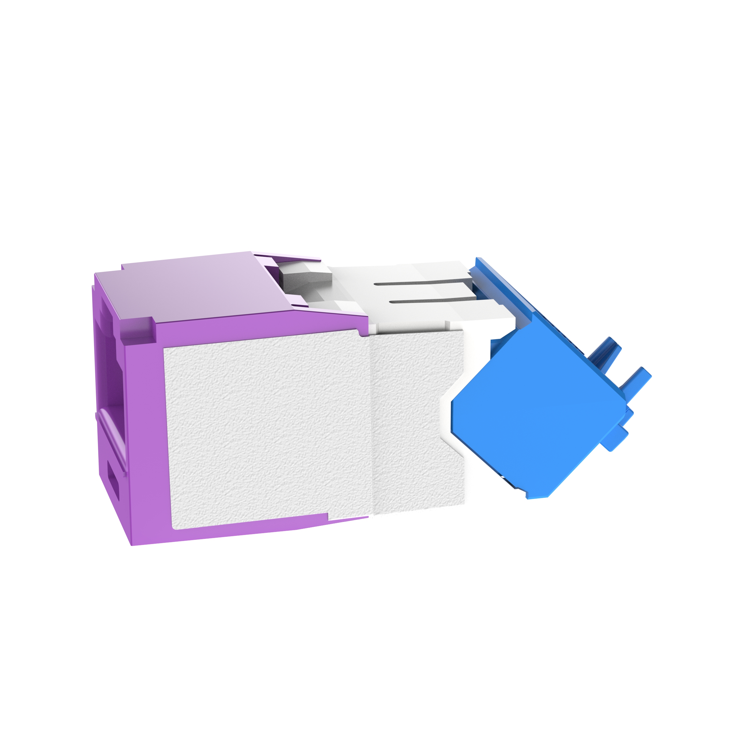 Çift Bükümlü Kablo RJ45 Cat 6A Yukarı/Aşağı TG Jak Modülü, Mor