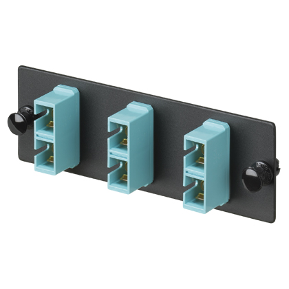 Opticom® Fiber Adaptör Paneli, OM4, 3 SC Çift Yönlü, Turkuaz