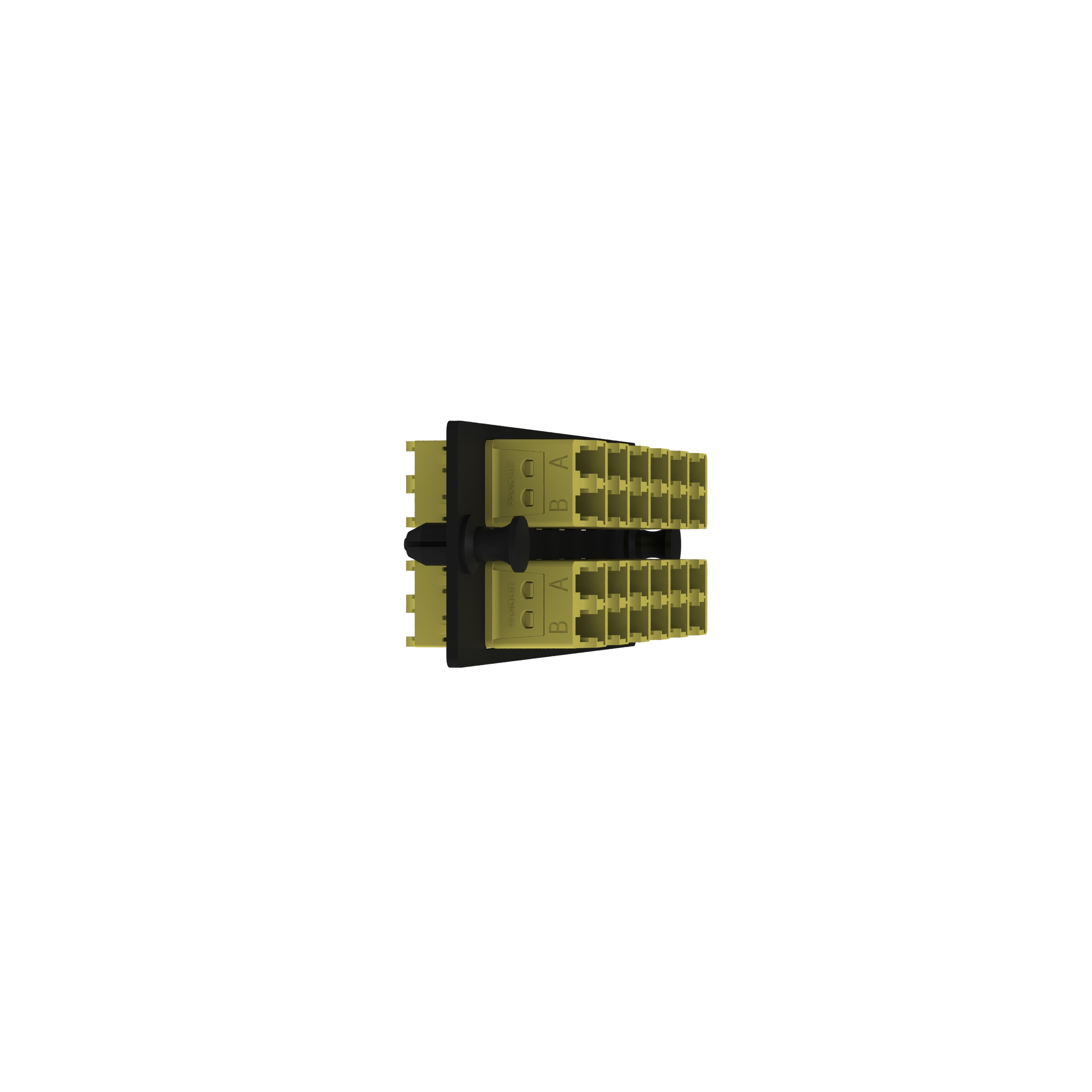 Opticom® Anahtarlamalı D-Sarı Fiber Adaptör Paneli, OM4, 12 LC Çift Yönlü
