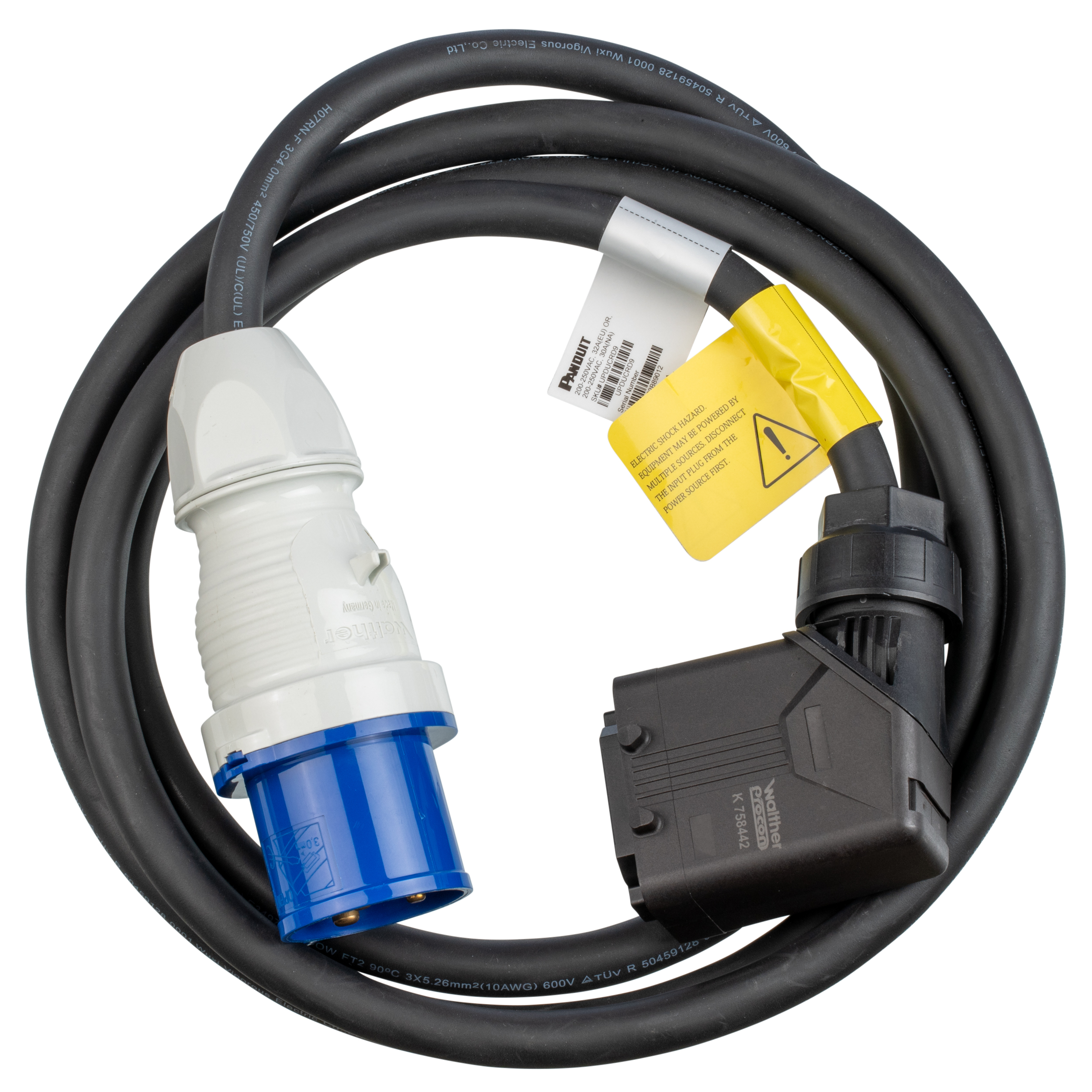 UPDU'ya IEC 60309 2P+E 6h 20A (IP44) uyumlu, KABLO DEMETİ, 3M (10FT)