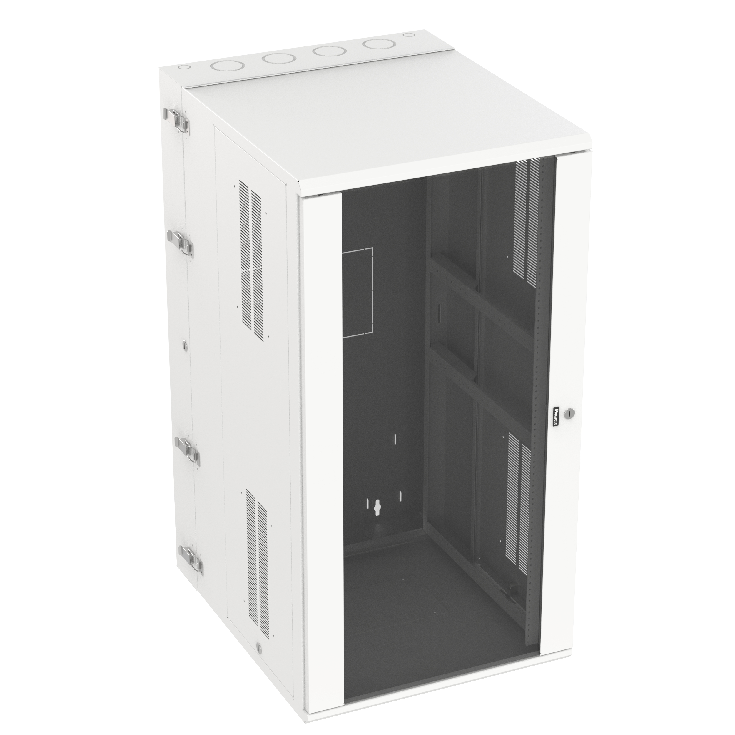 PanZone® Duvar Montajlı Kabin, 26RU, 30" Derinlik, Camlı Kapı, Beyaz