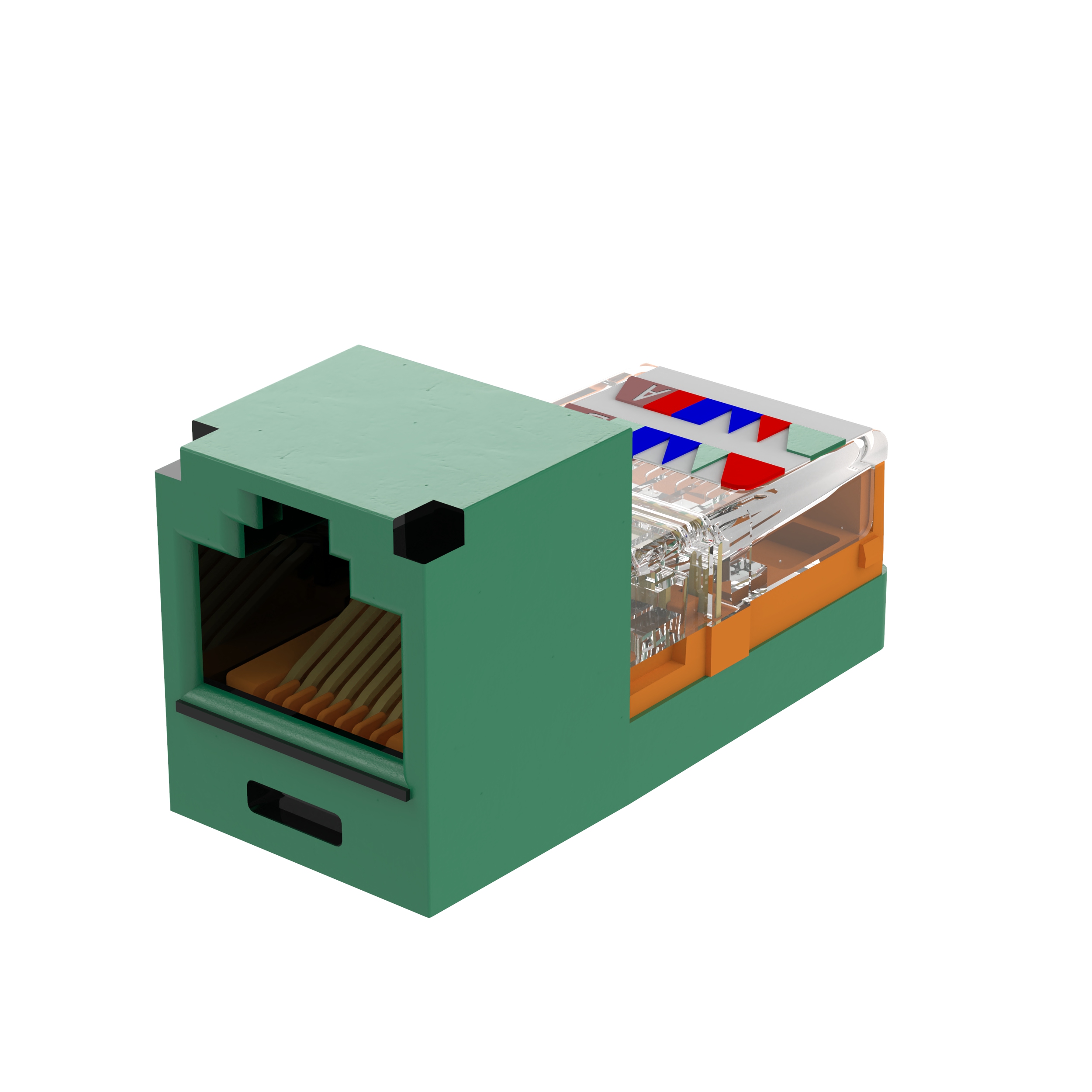 Twisted Pair RJ45 Cat 5e Çerçeve Soket Modülü, Yeşil